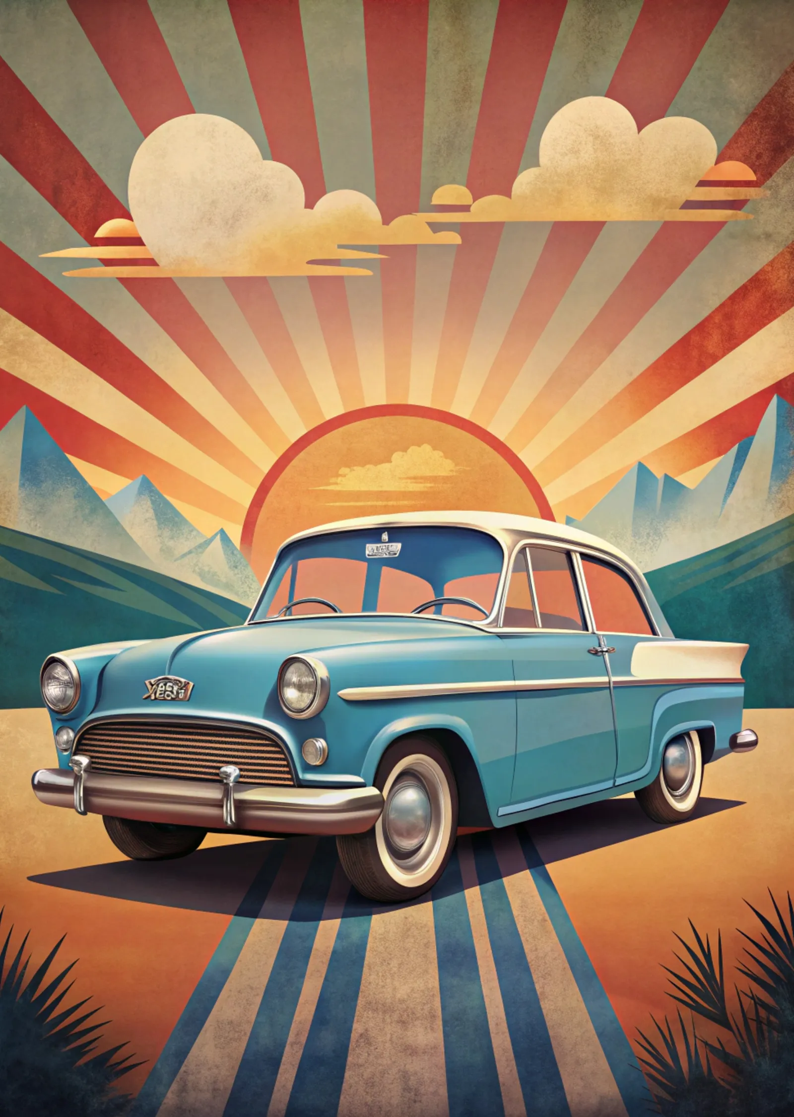 Vintage Chevrolet Bel Air metal tablo