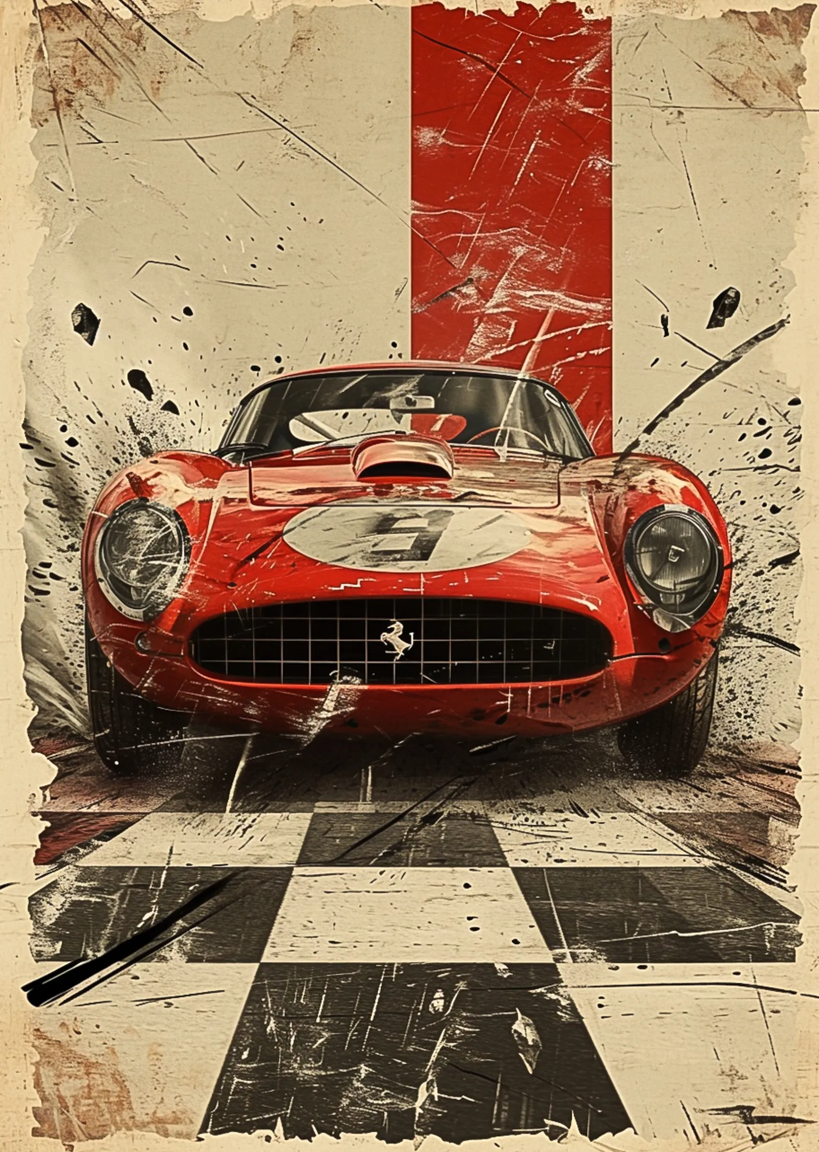 Kırmızı Ferrari 250 GTO - Eski Yarış Pisti metal tablo