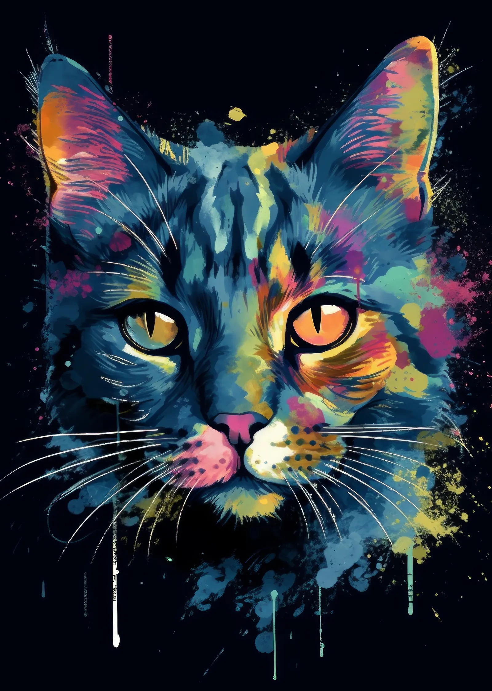 Lacivert Arka Planda Renk Değiştiren Kedi Gözleri metal tablo