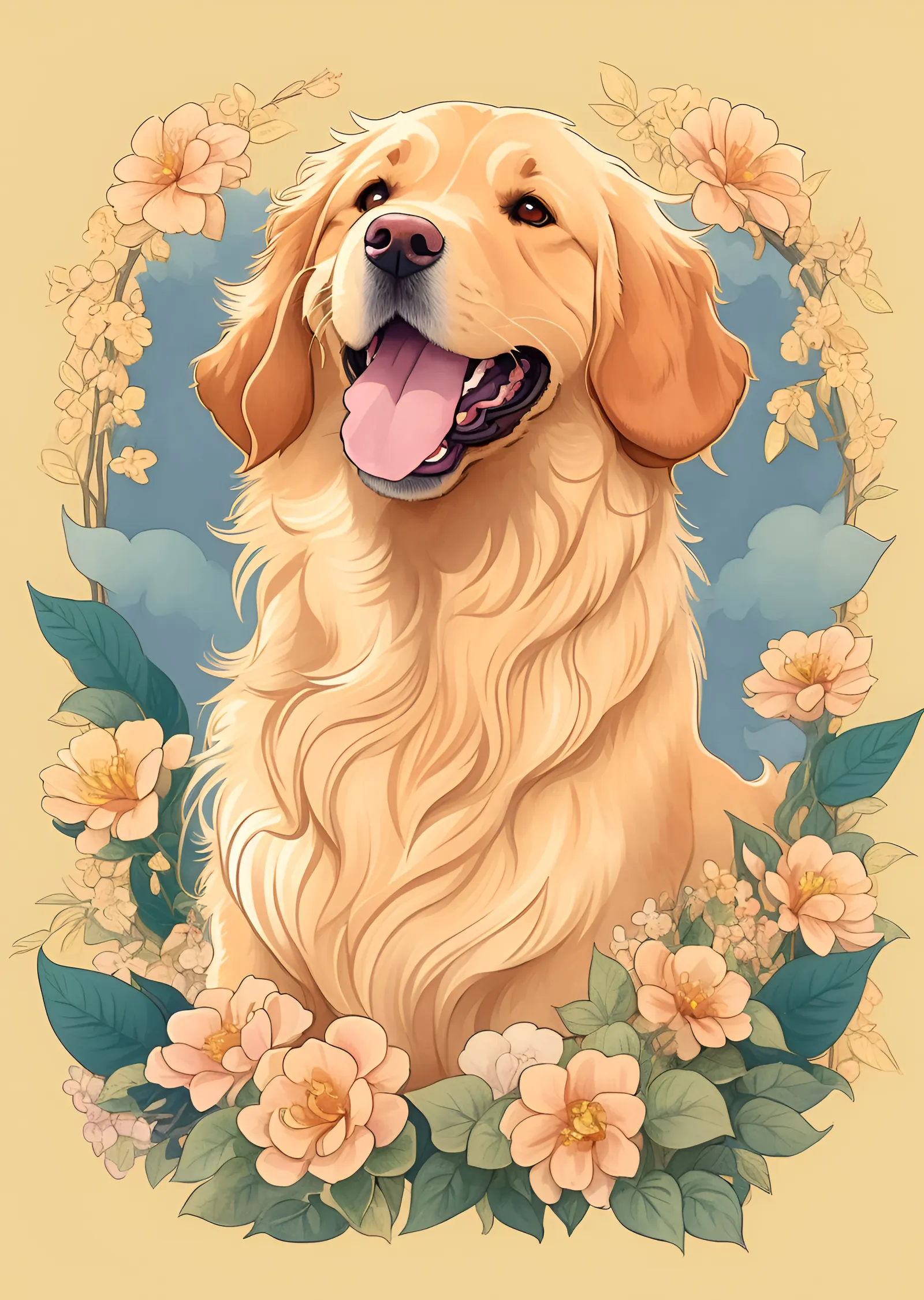 Golden Retriever: Sevimli Dost metal tablo