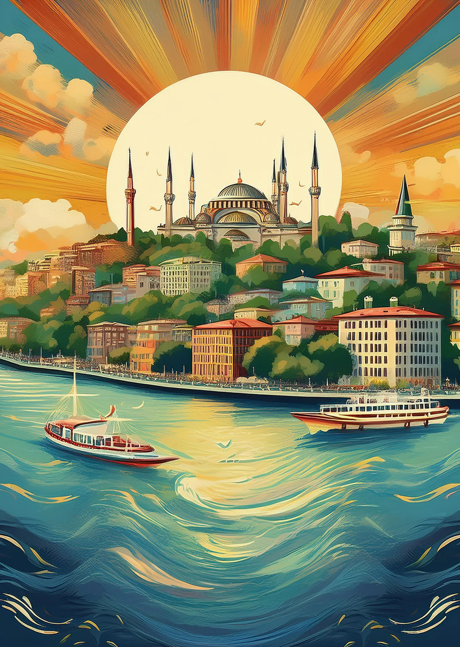 İstanbul Manzarası: Gün Doğumu metal tablo