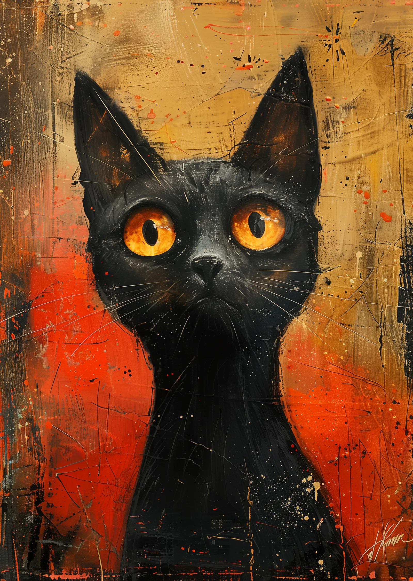Siyah Kedi: Gizemli Bakışlar metal tablo