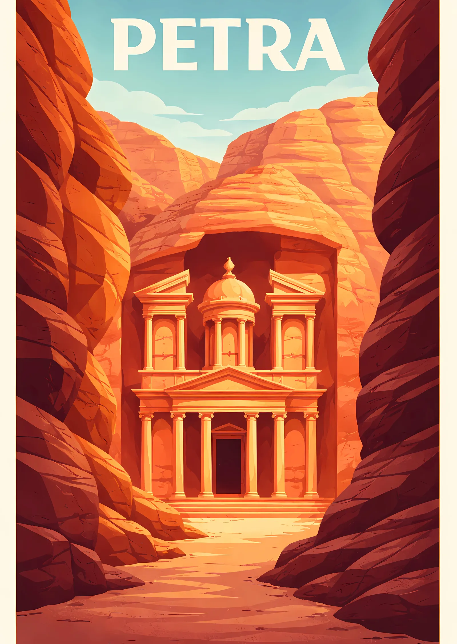Petra: Antik Şehir İllüstrasyonu metal tablo