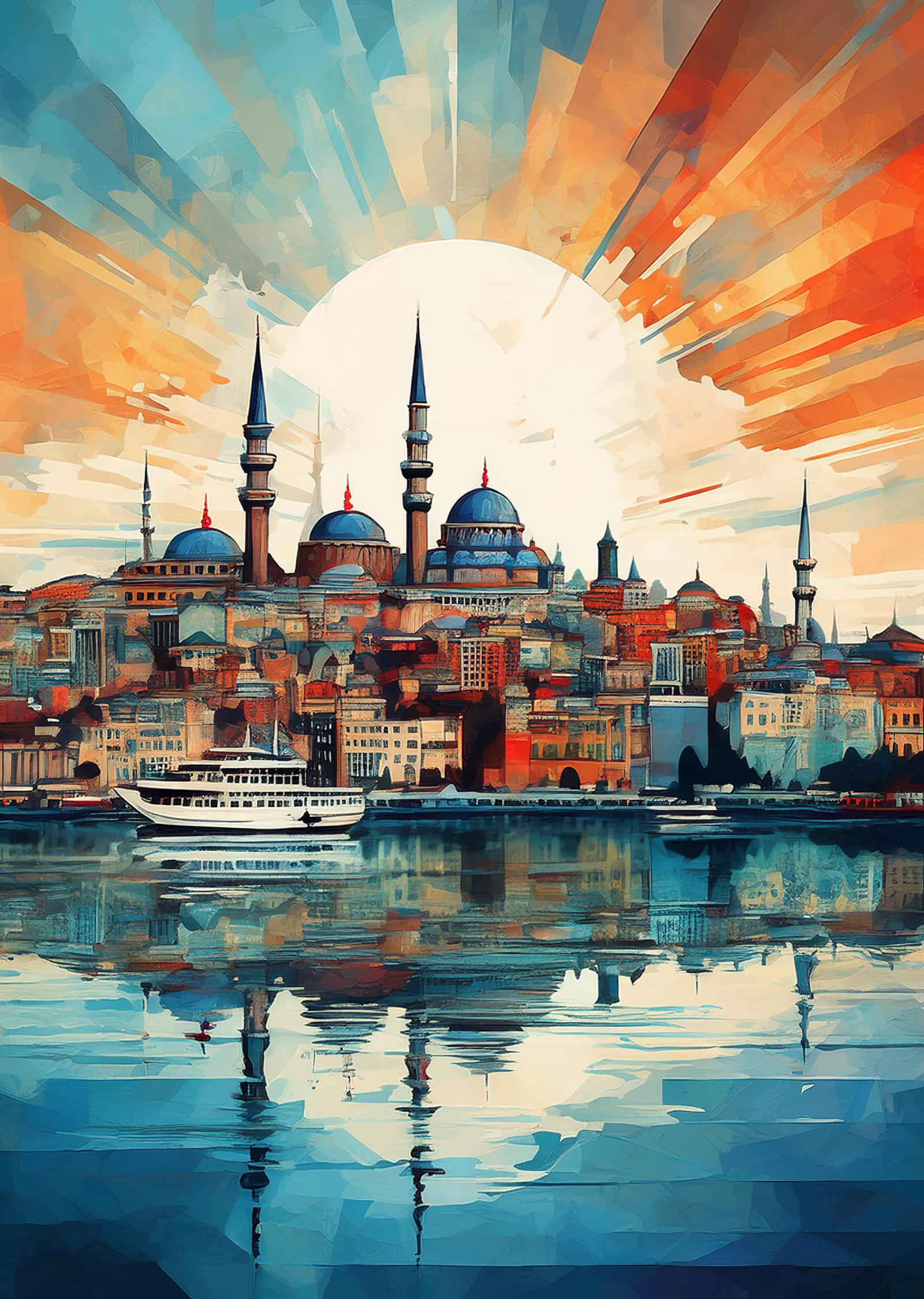 Güneş Batışı İstanbul Boğazı metal tablo