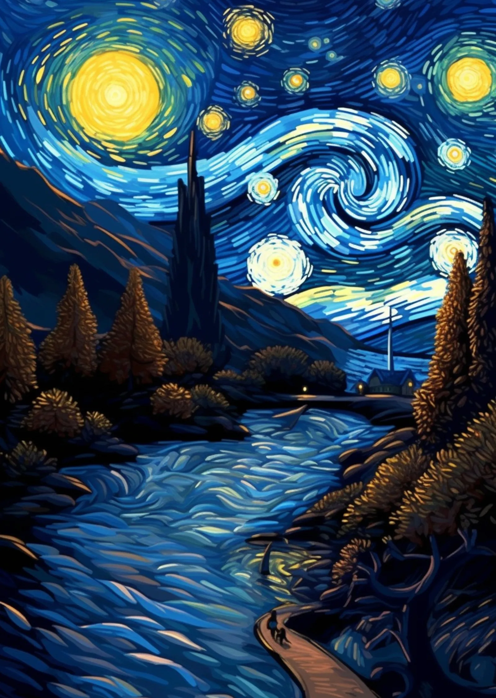 Mavi Yıldızlı Gece: Van Gogh'un İkonik Eseri metal tablo