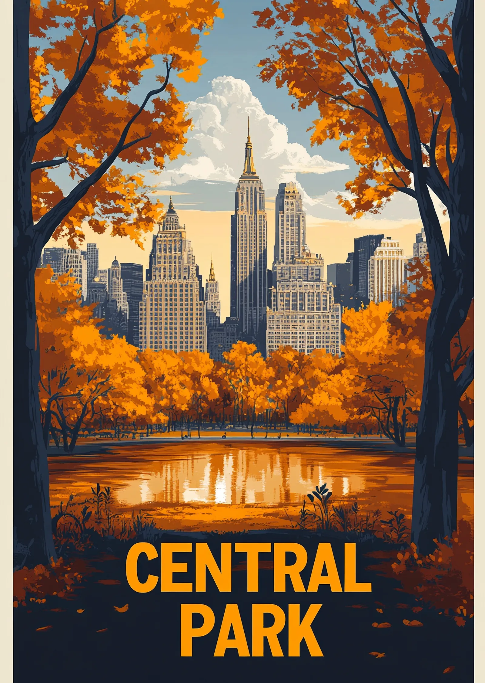 Central Park: Sonbahar Manzarası metal tablo
