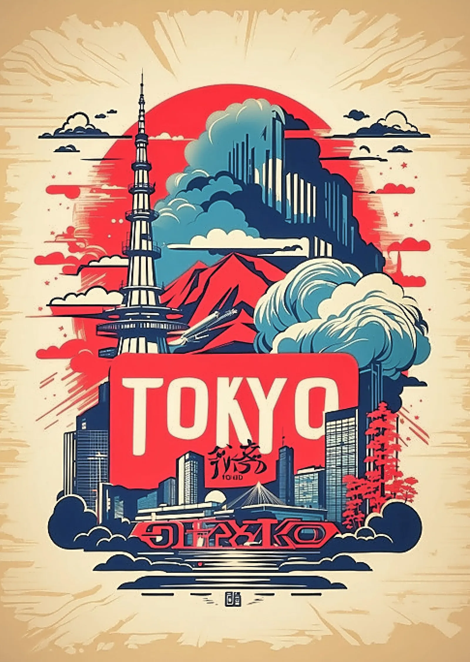 Tokyo Silüeti metal tablo