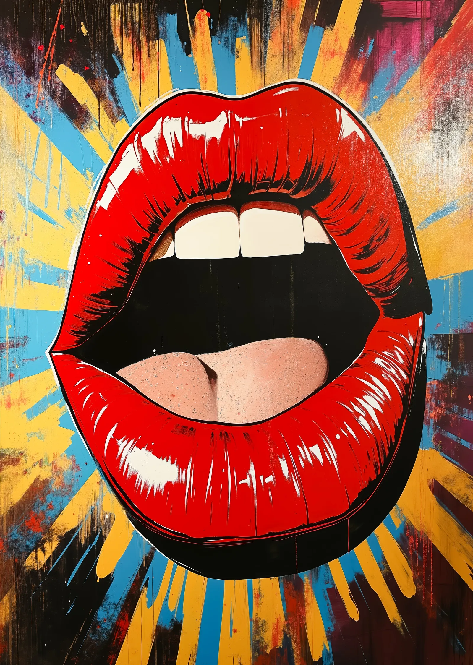 Pop Art Kırmızı Dudaklar metal tablo