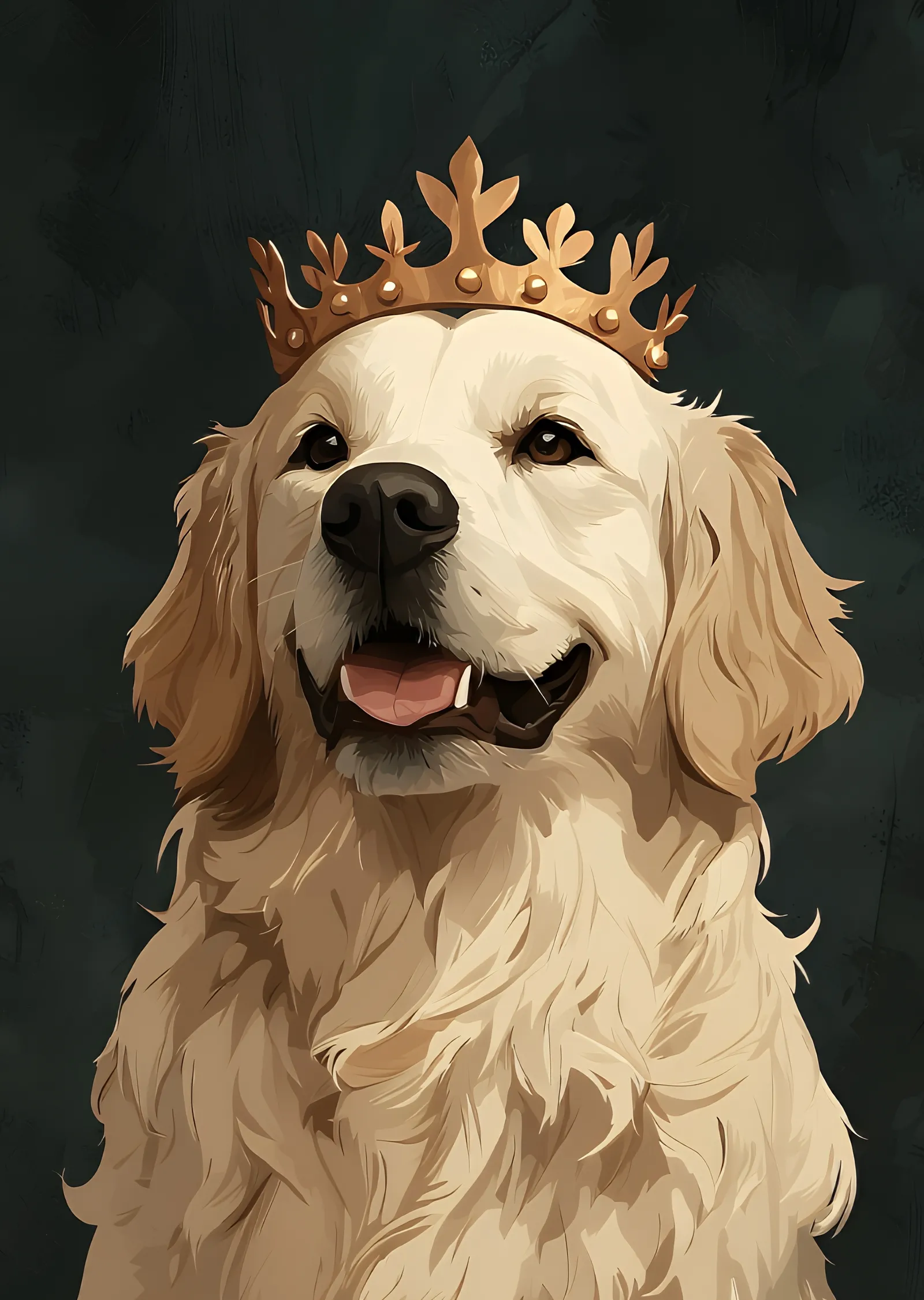 Taçlı Golden Retriever metal tablo