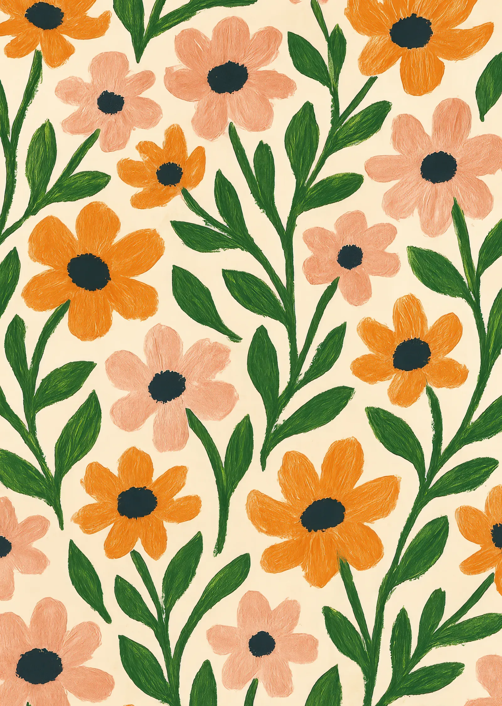 Çiçek Desenli Dijital Sanat Eseri metal tablo