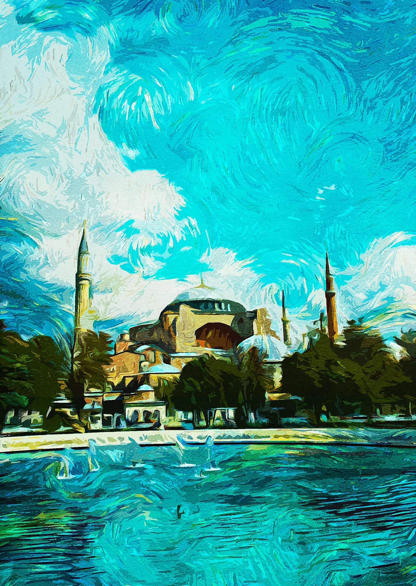 Ayasofya: Kıyıdan Manzara metal tablo