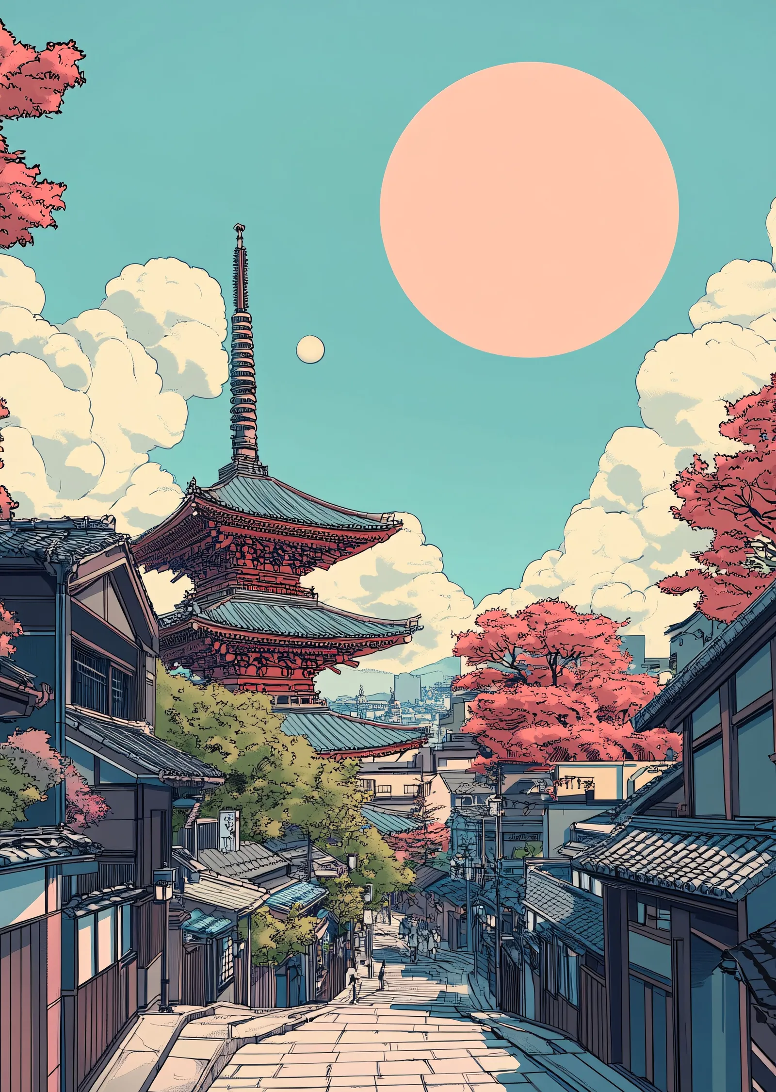 Japon Mimarisinin Güzelliği metal tablo