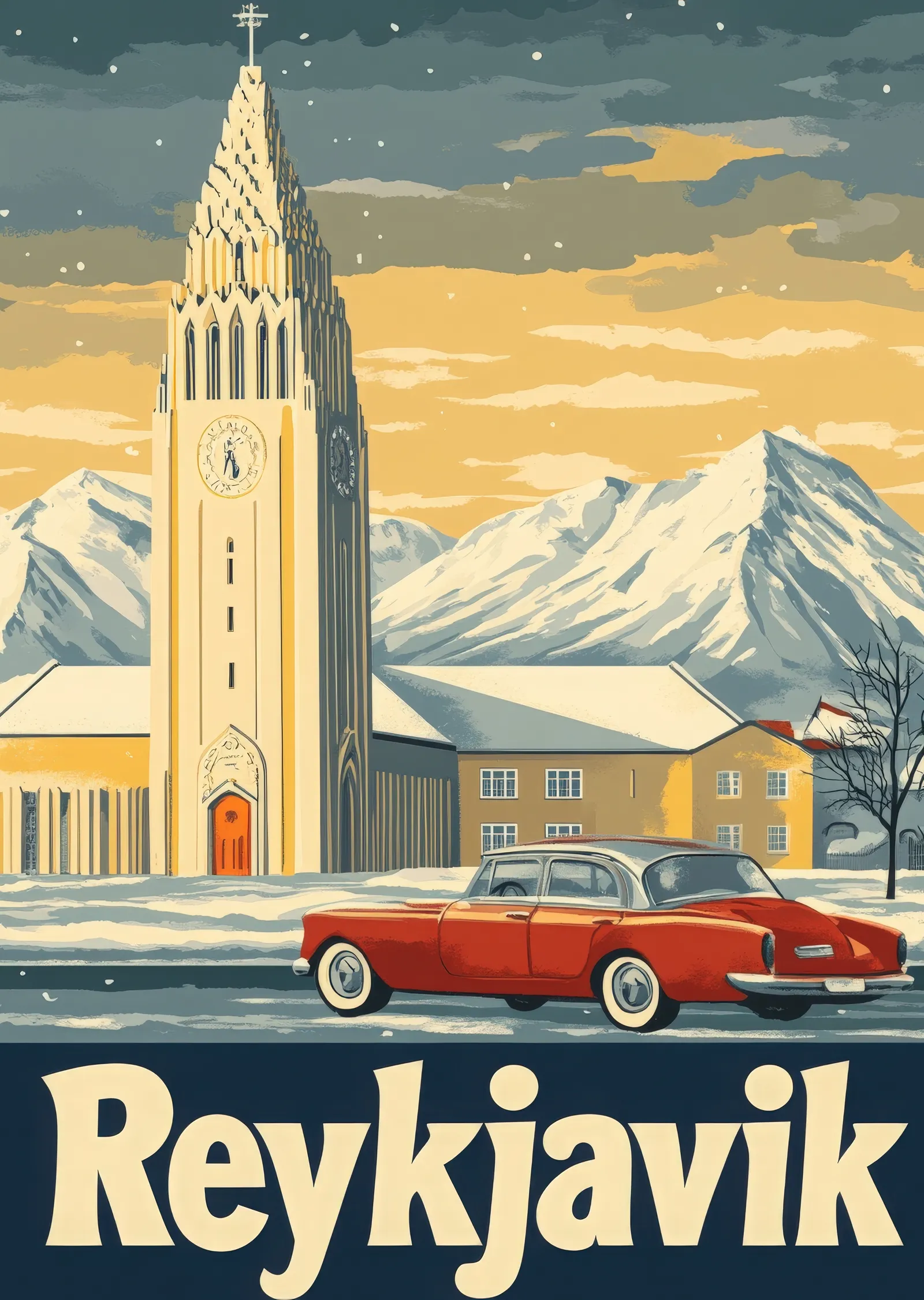 Reykjavik Kış Manzarası metal tablo