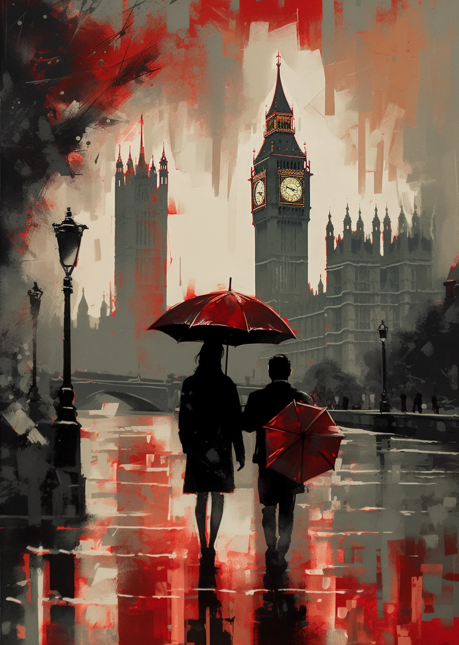 Big Ben Londra Yağmur metal tablo