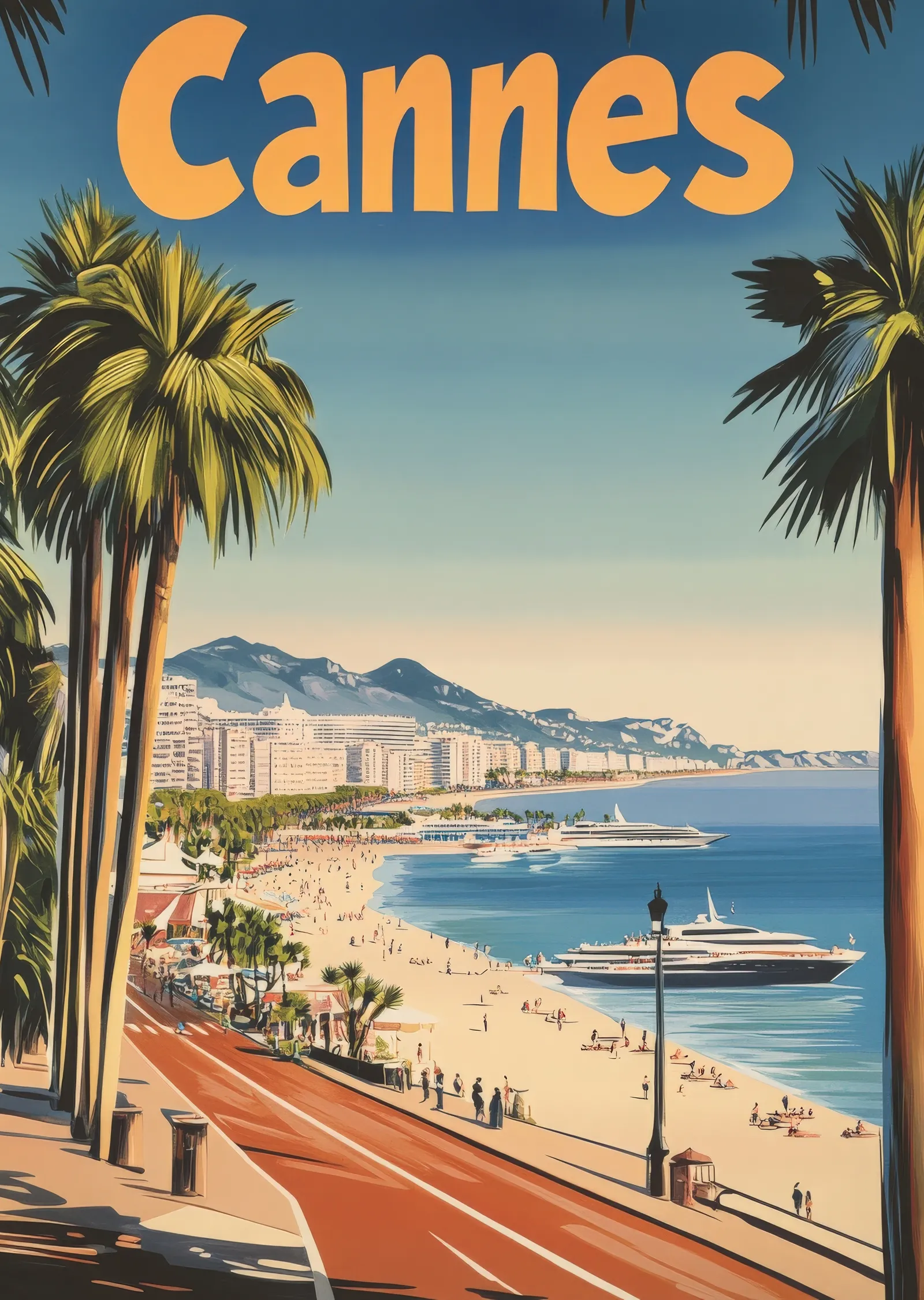Cannes Şehri Manzarası metal tablo