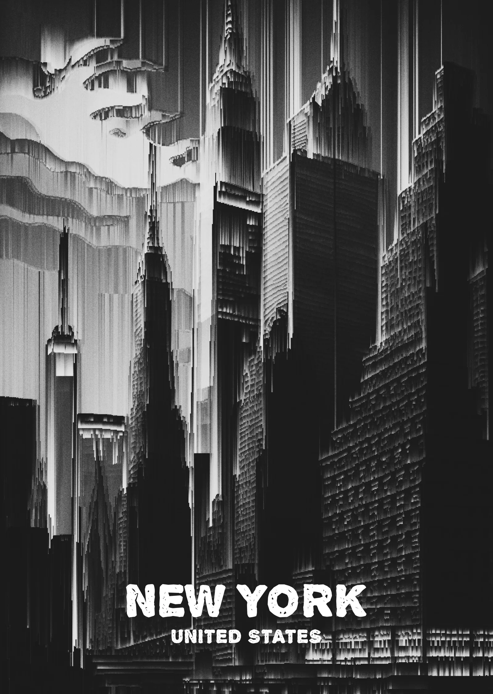 New York: Pikselleşen Skyline metal tablo