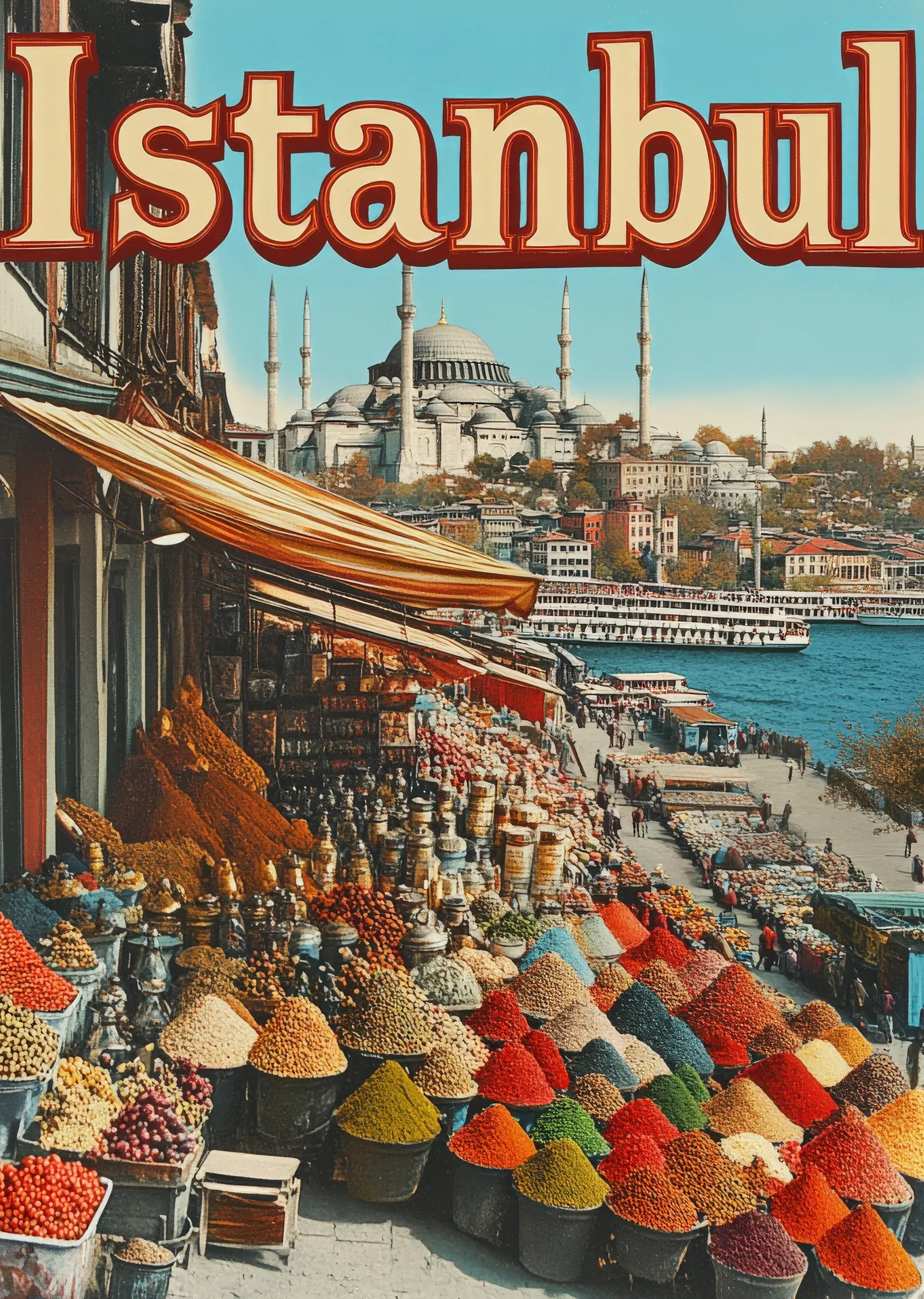 İstanbul Baharat Pazarı metal tablo