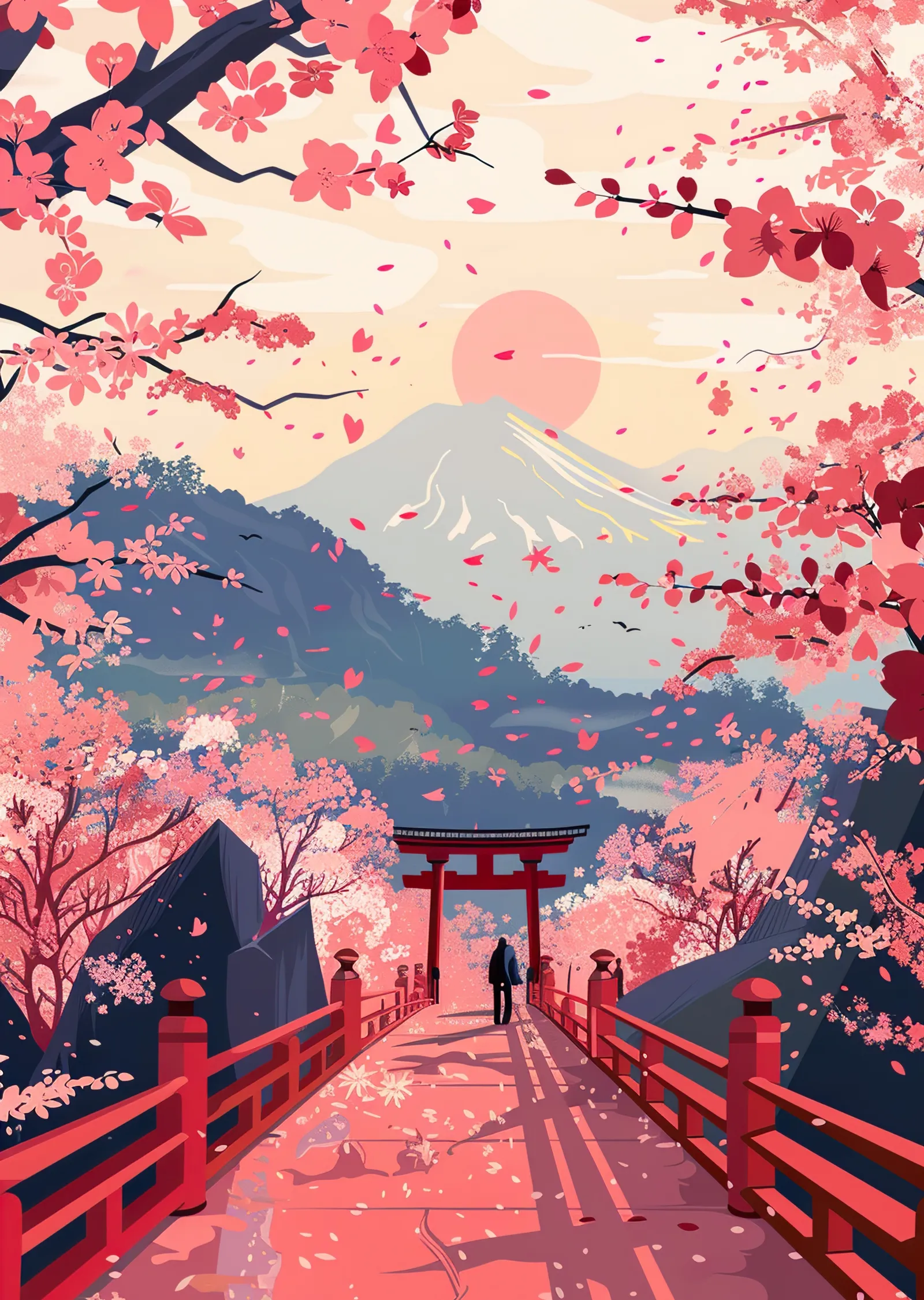 Sakura Manzara metal tablo