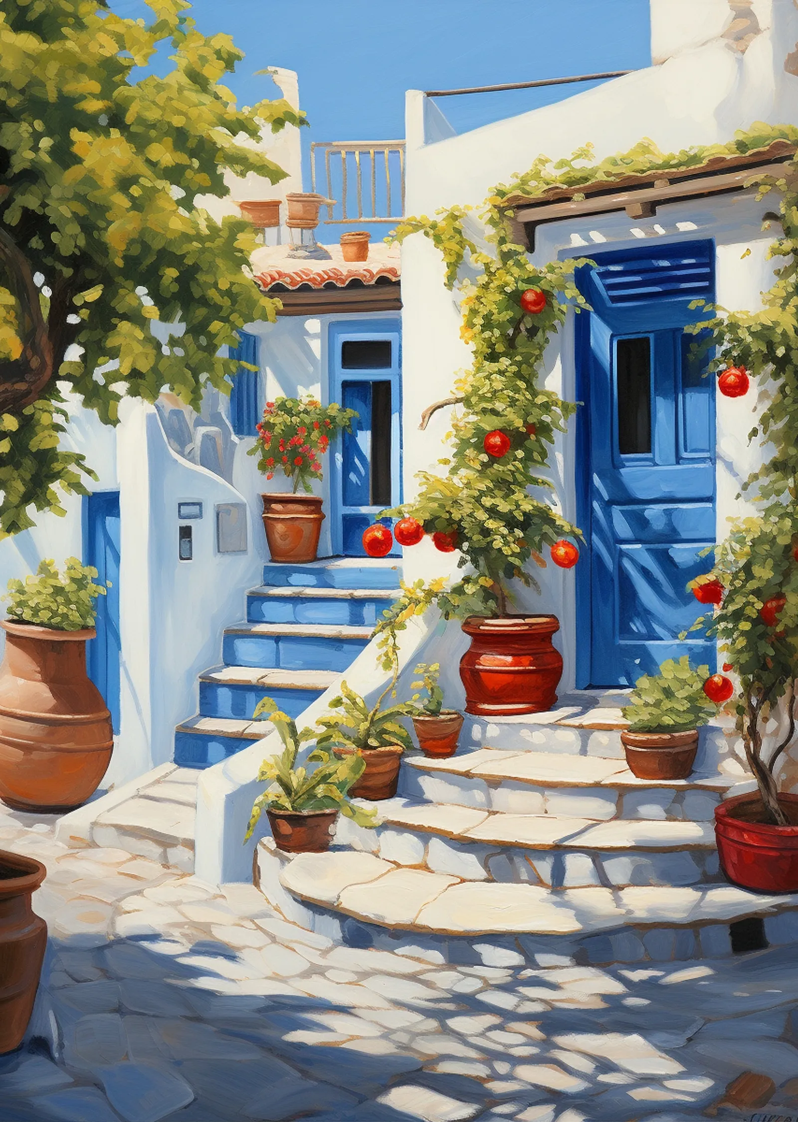 Rodos Adası'ndaki Geleneksel Yunan Evi metal tablo