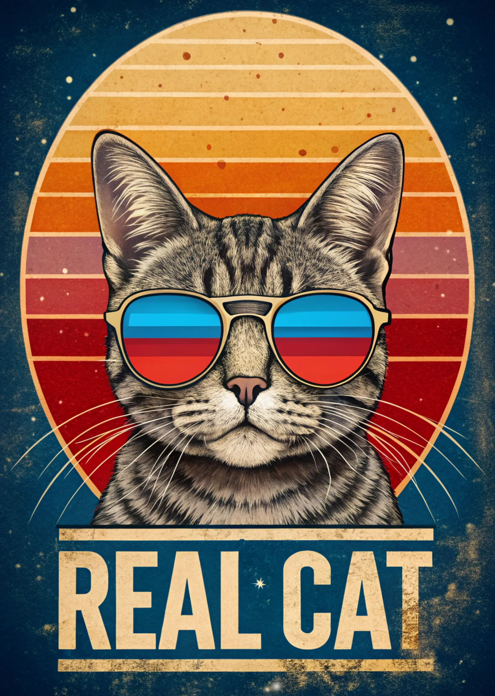 Gerçek Kedi: Retro Stil metal tablo
