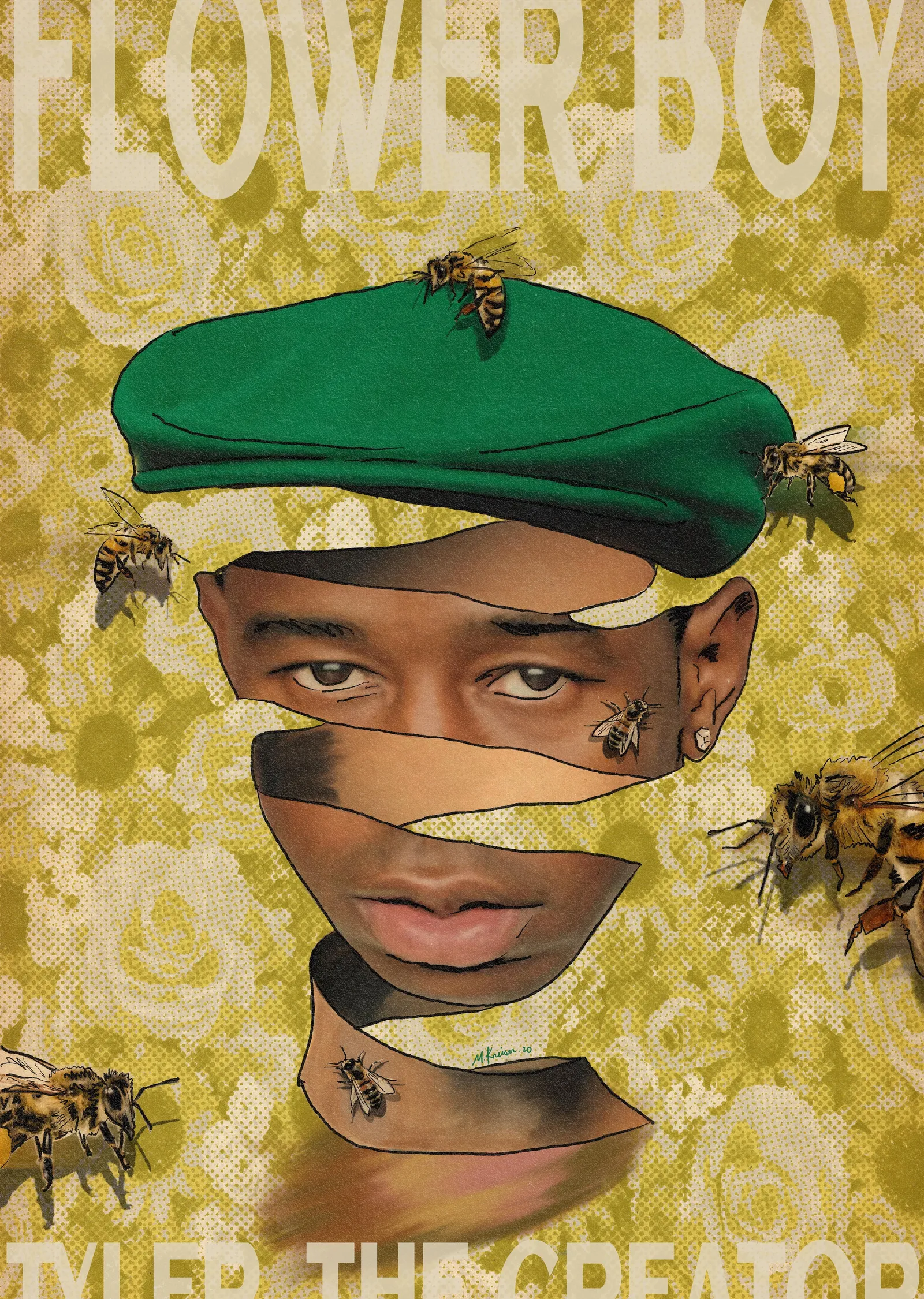 Yeşil Bere ve Arılar - Flower Boy metal tablo
