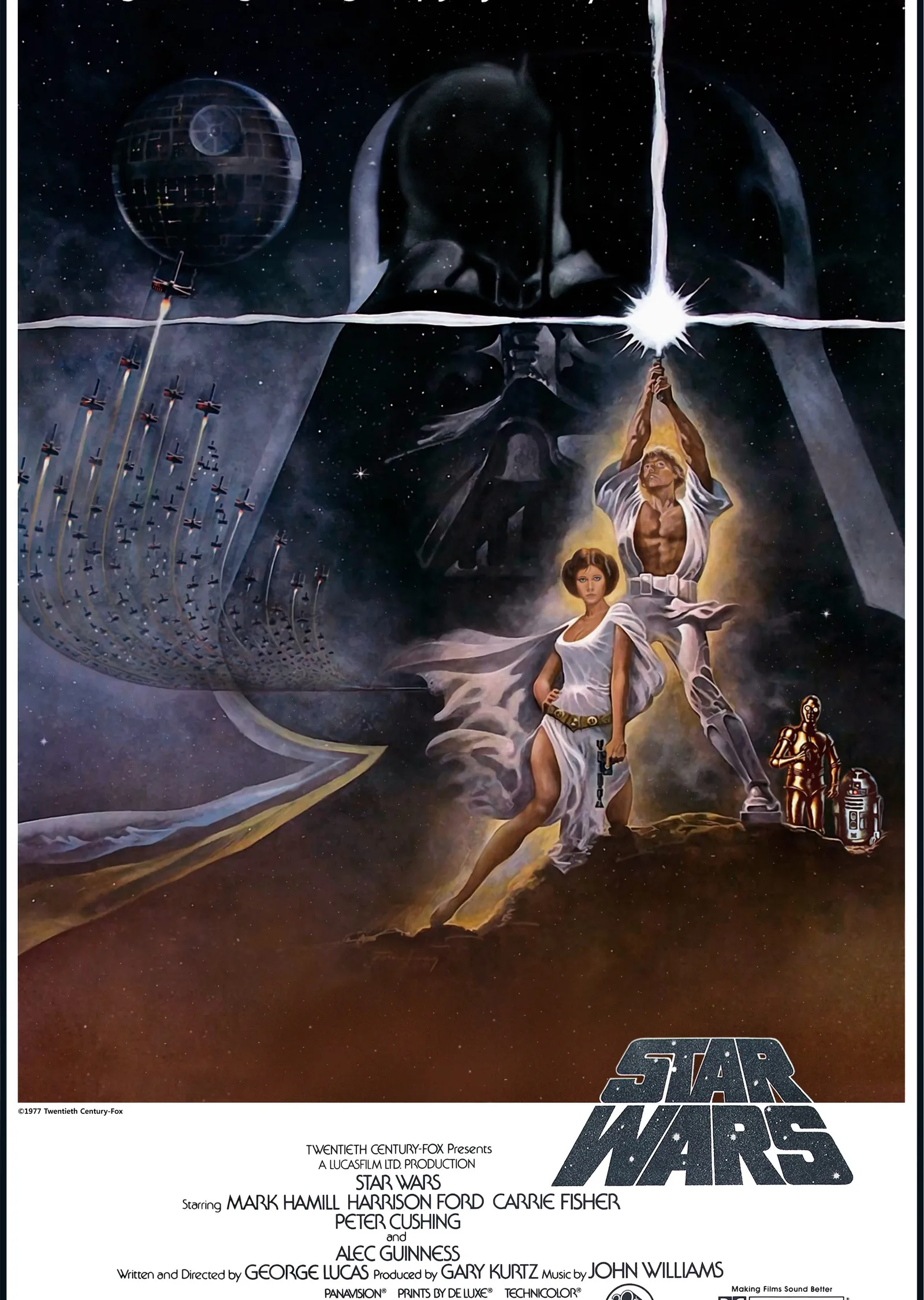 Star Wars Film Posteri - Ölüm Yıldızı ve Kırmızı Fighter metal tablo