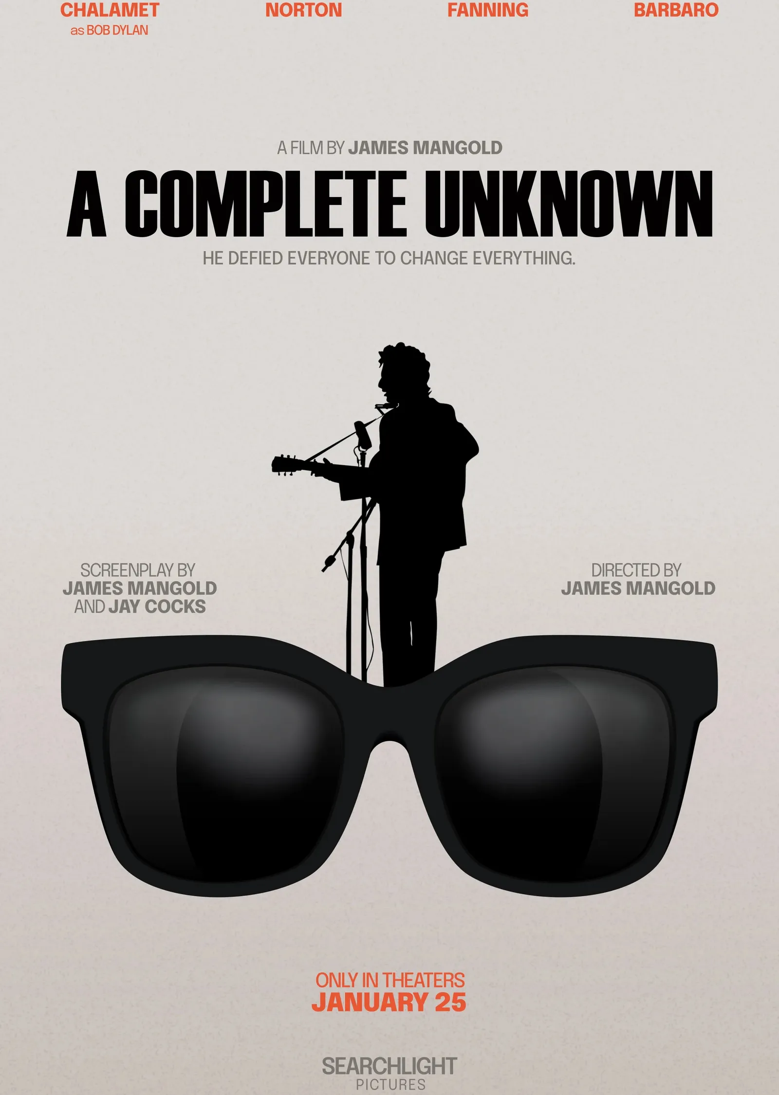 A Complete Unknown metal tablo