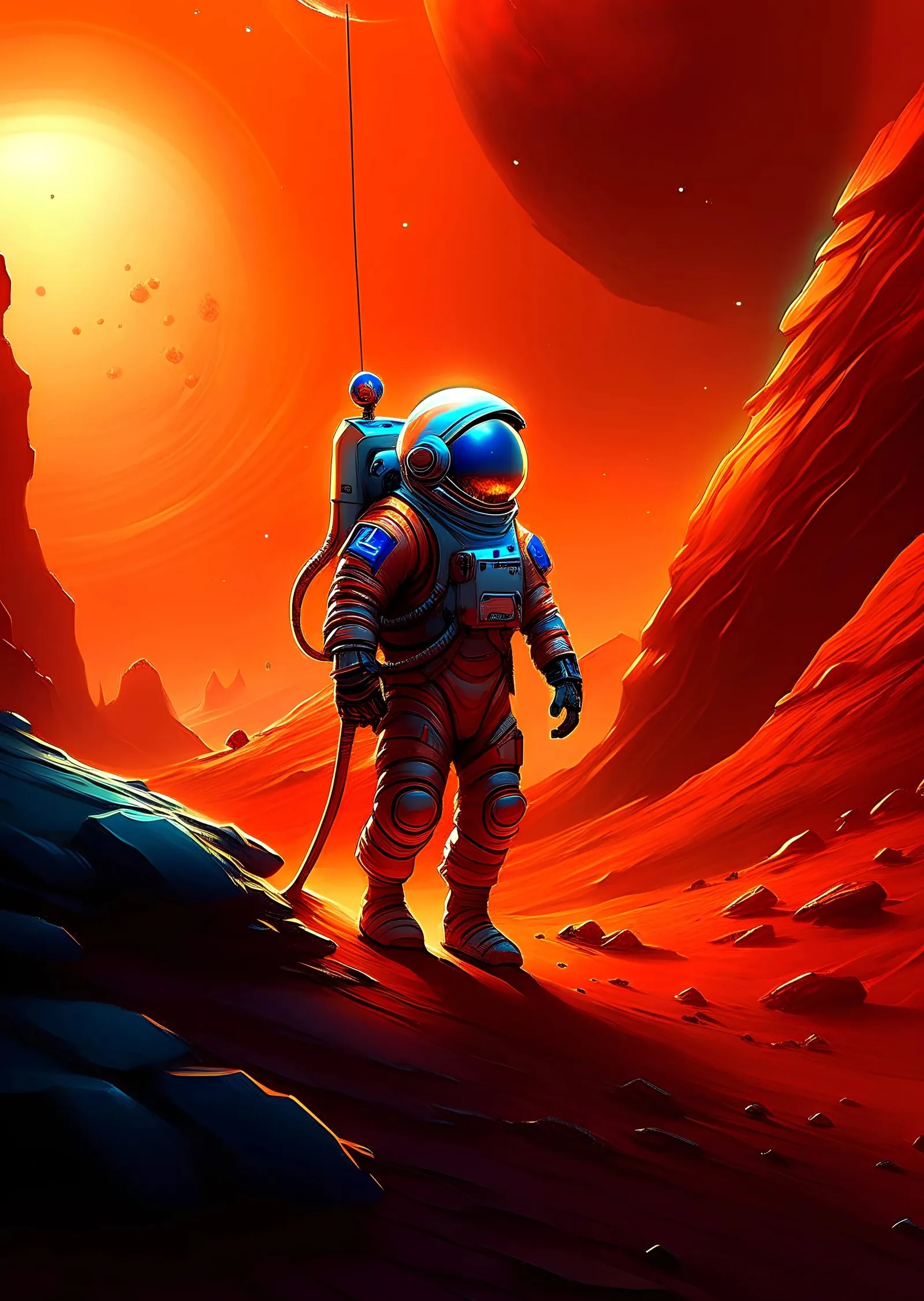 Kavgacı Astronot Mars'ta metal tablo
