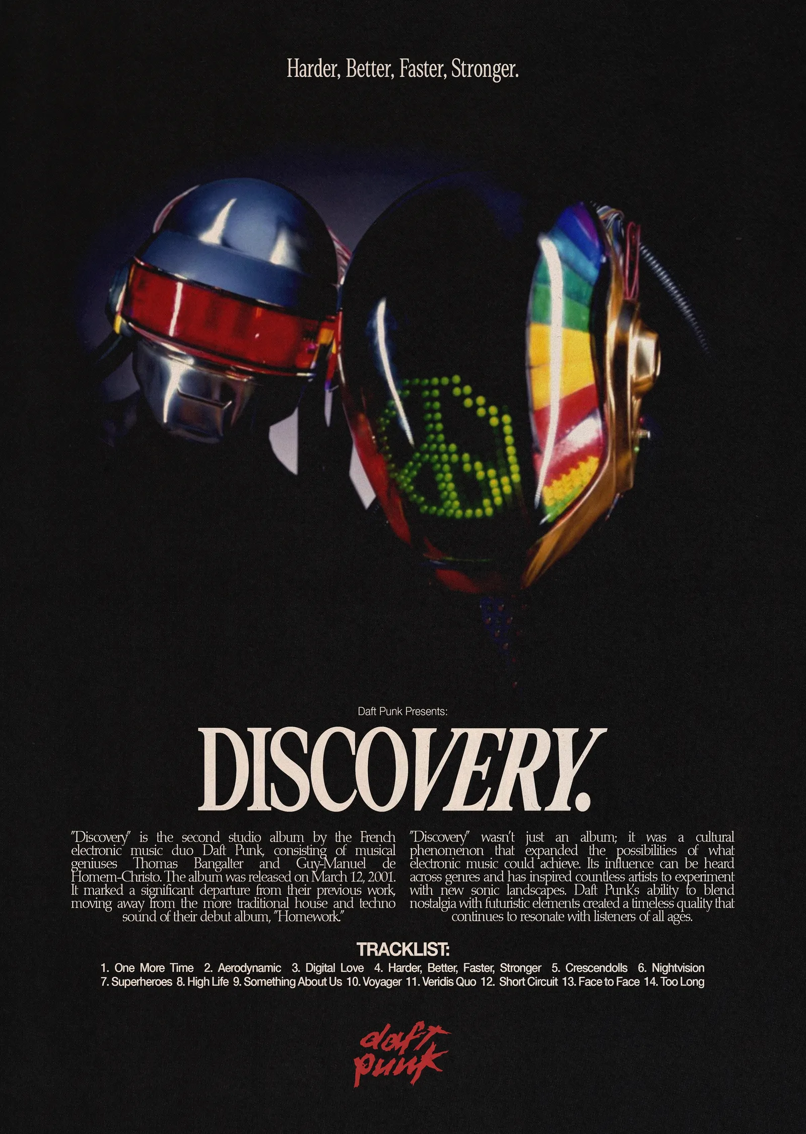 Daft Punk Discovery - Helme ve Vizör Detaylı Siyah Arka Plan metal tablo