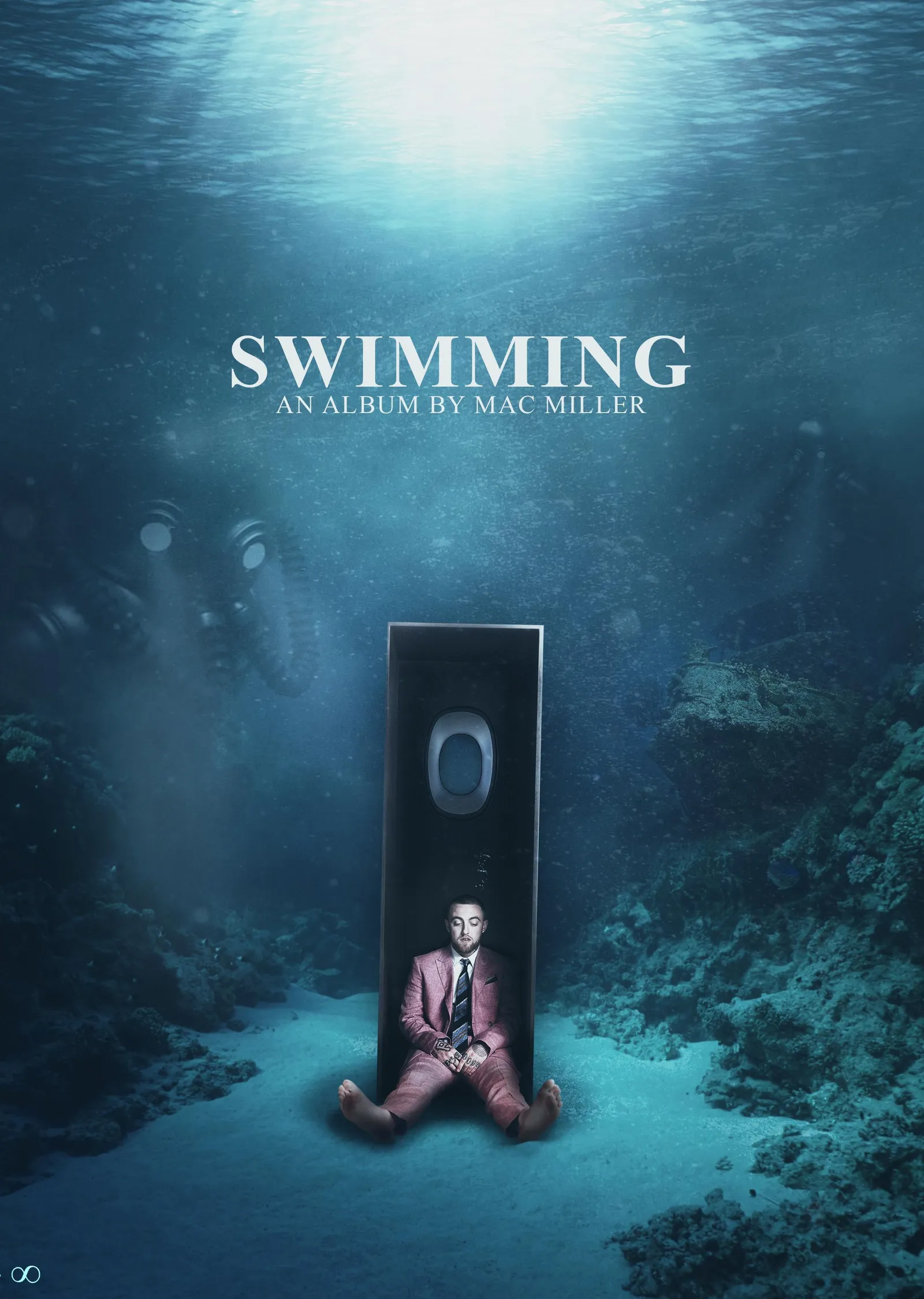 Mac Miller: Swimming - Mavi Su Altında Pink Suitli Adam ve metal tablo