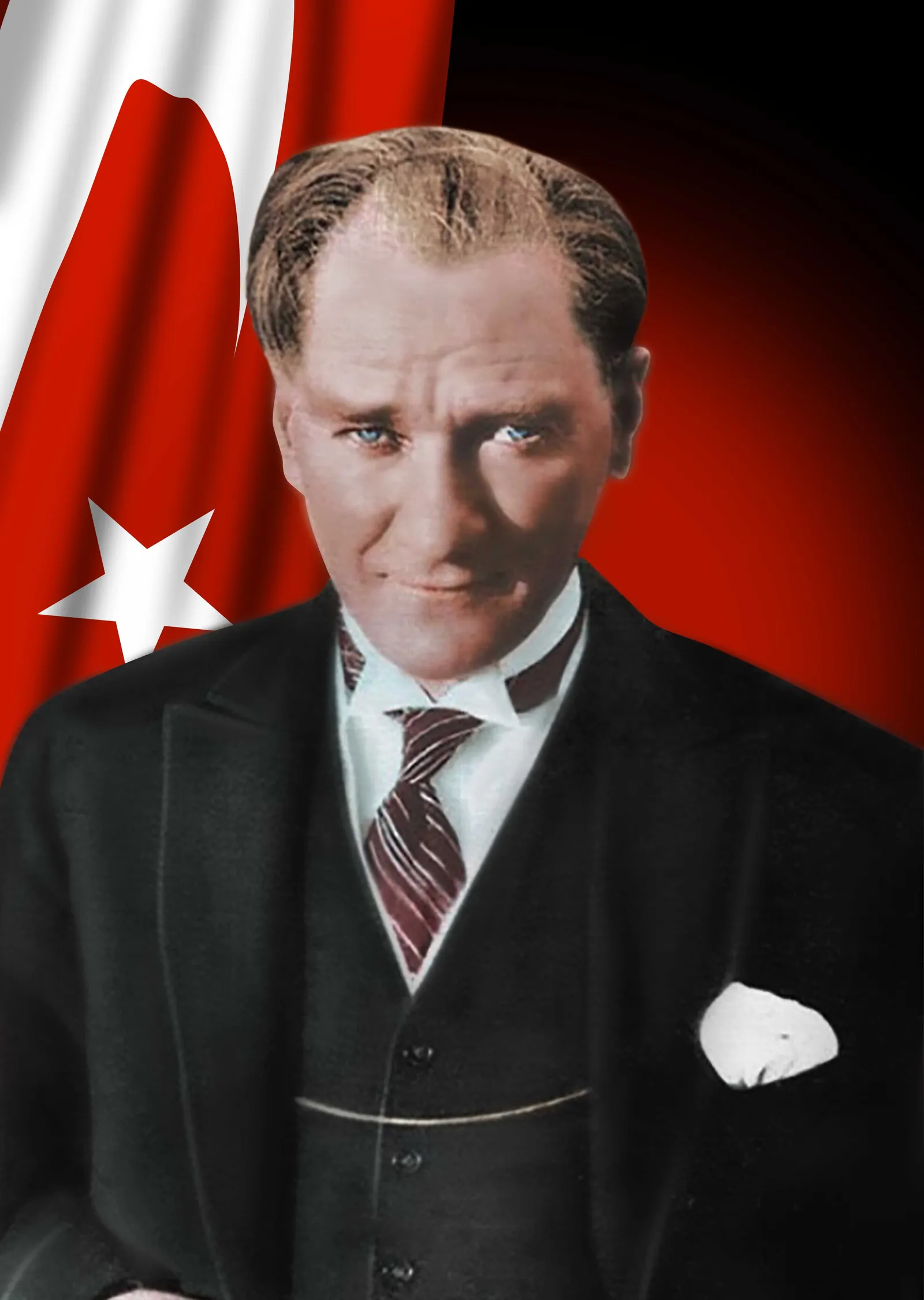 Kırmızı Yıldızlı Arka Planlı Atatürk metal tablo