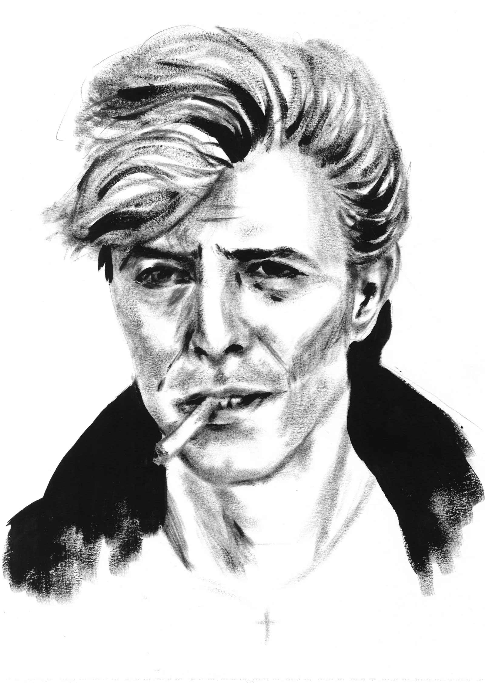 David Bowie Portresi: Sigara İçen Sanatçı metal tablo
