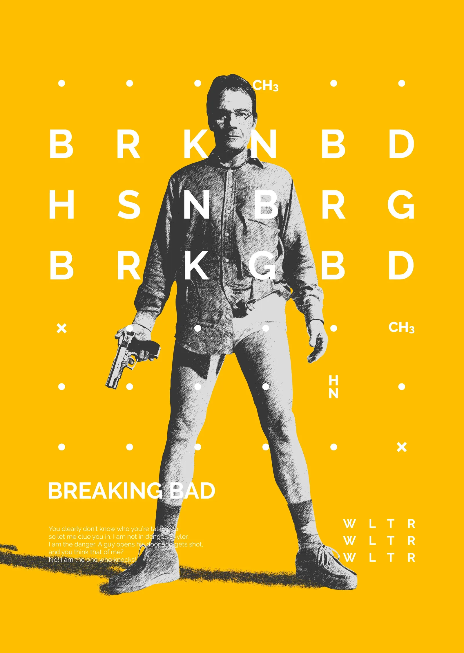 Breaking Bad - Turuncu Fonlu Silüet metal tablo