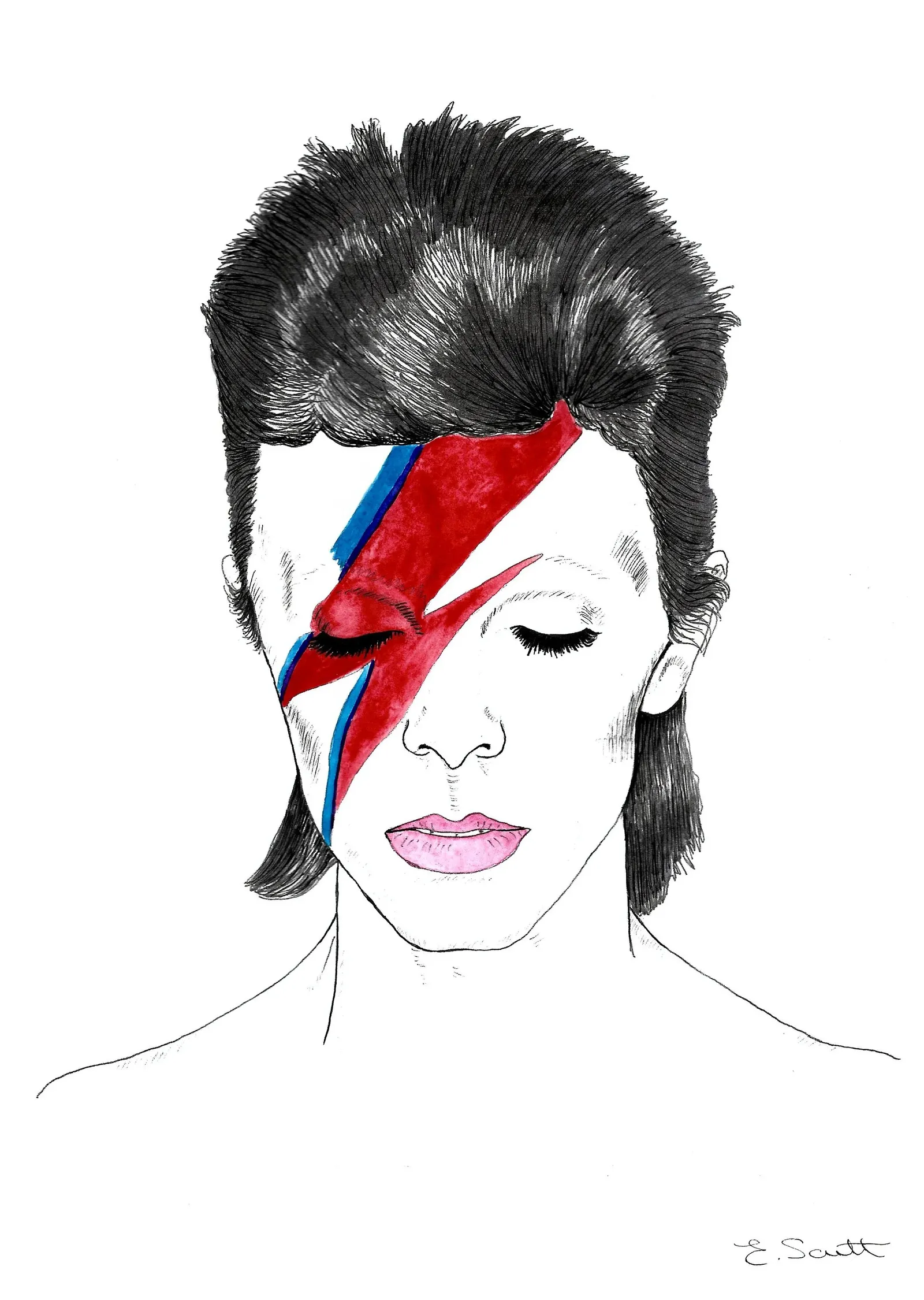 David Bowie: Ziggy Stardust İllüstrasyonu metal tablo