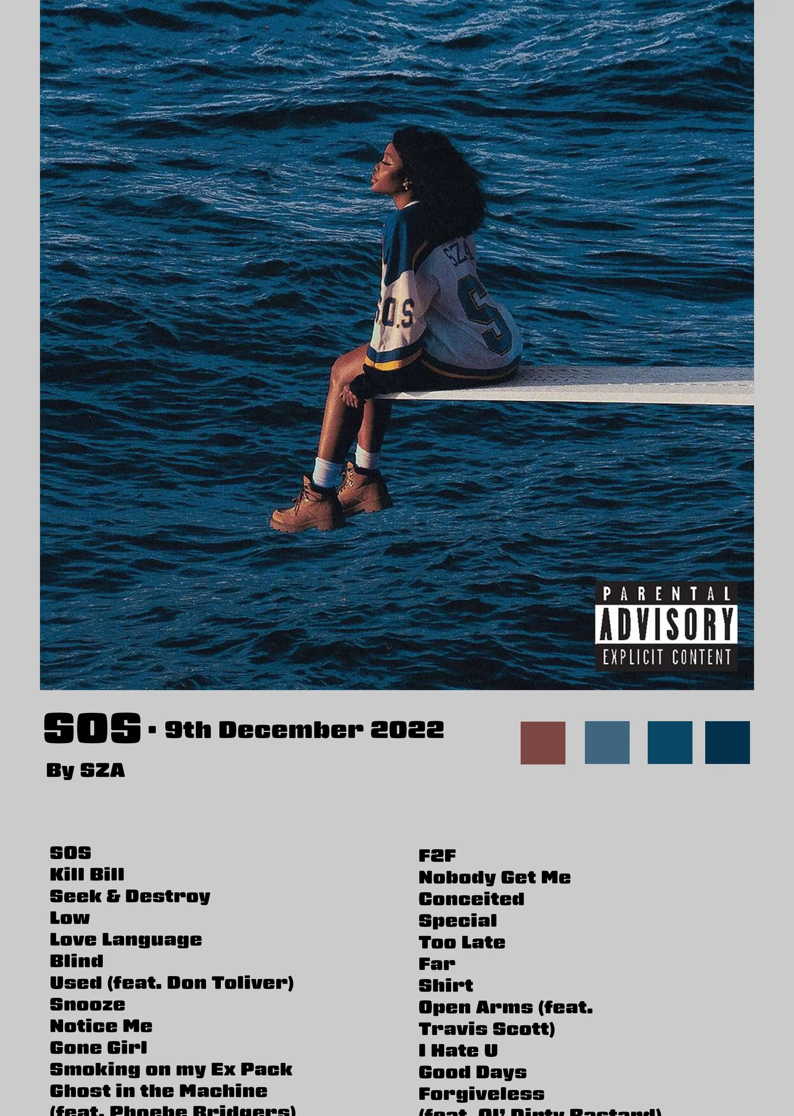 SZA - SOS Albüm metal tablo