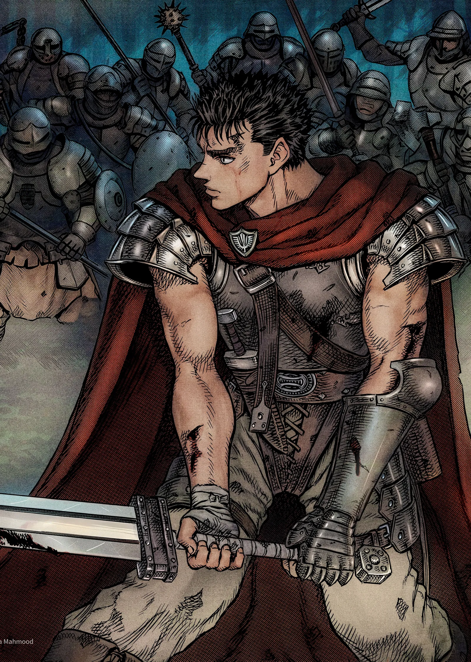 Berserk Kahramanı Guts - Kırmızı Pelerinli Savaşçı metal tablo