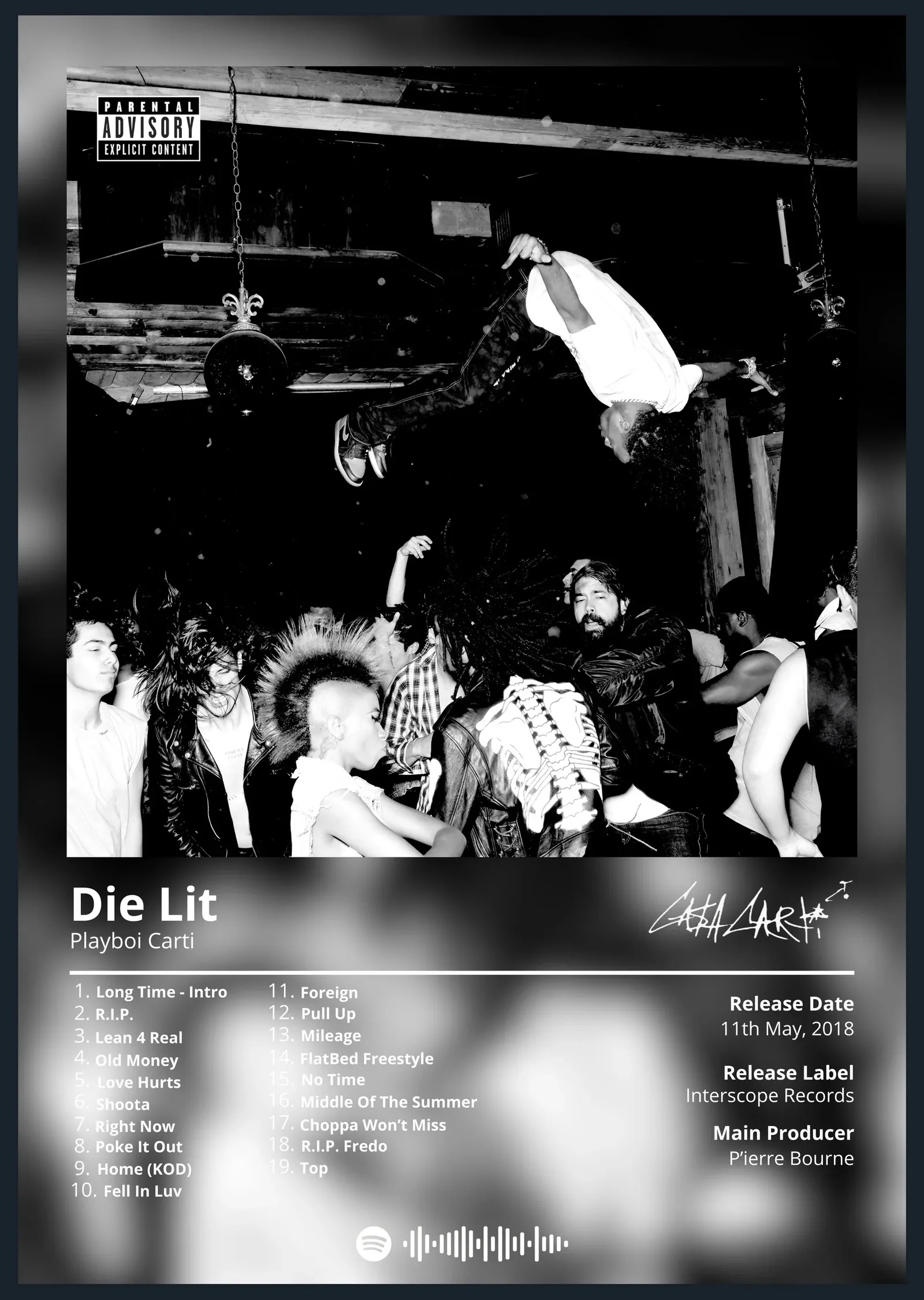 Playboi Carti - Die Lit metal tablo