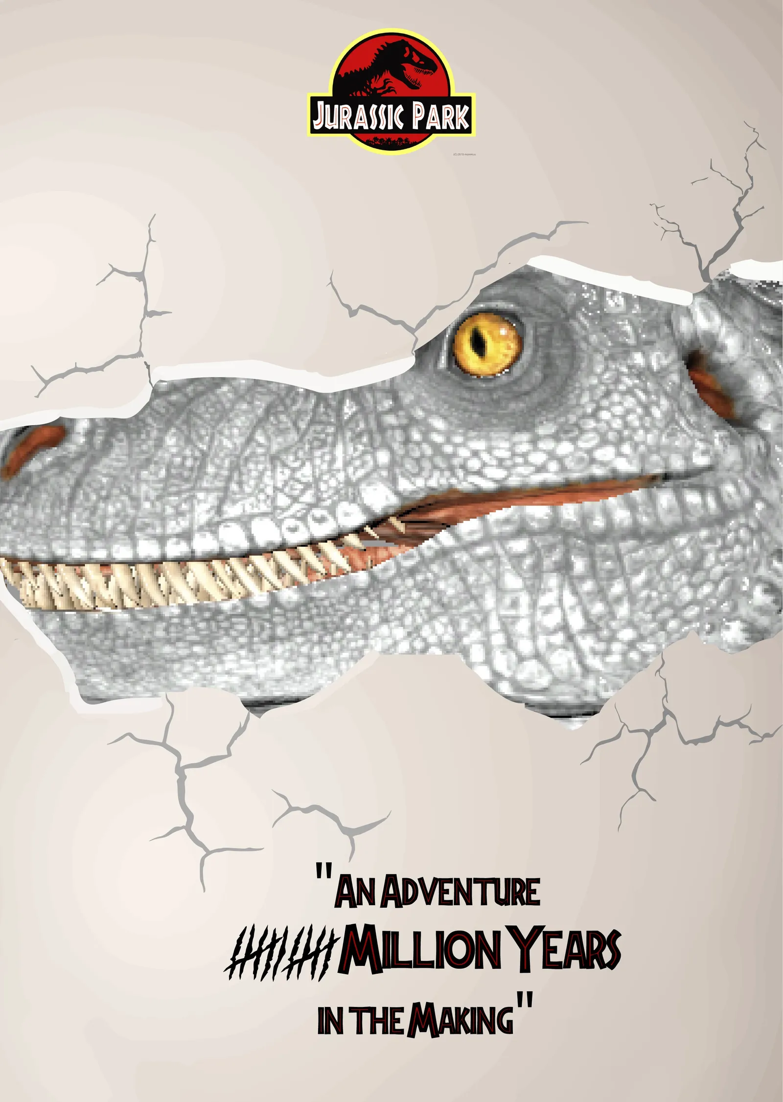 Jurassic Park - T-Rex Başlı Gri Çatlaklı metal tablo
