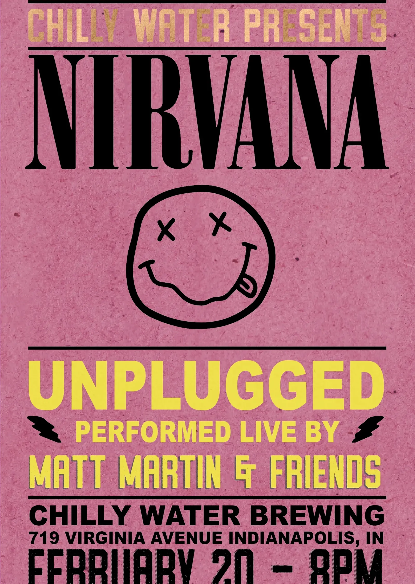 Pembe Fonlu Nirvana Unplugged metal tablo