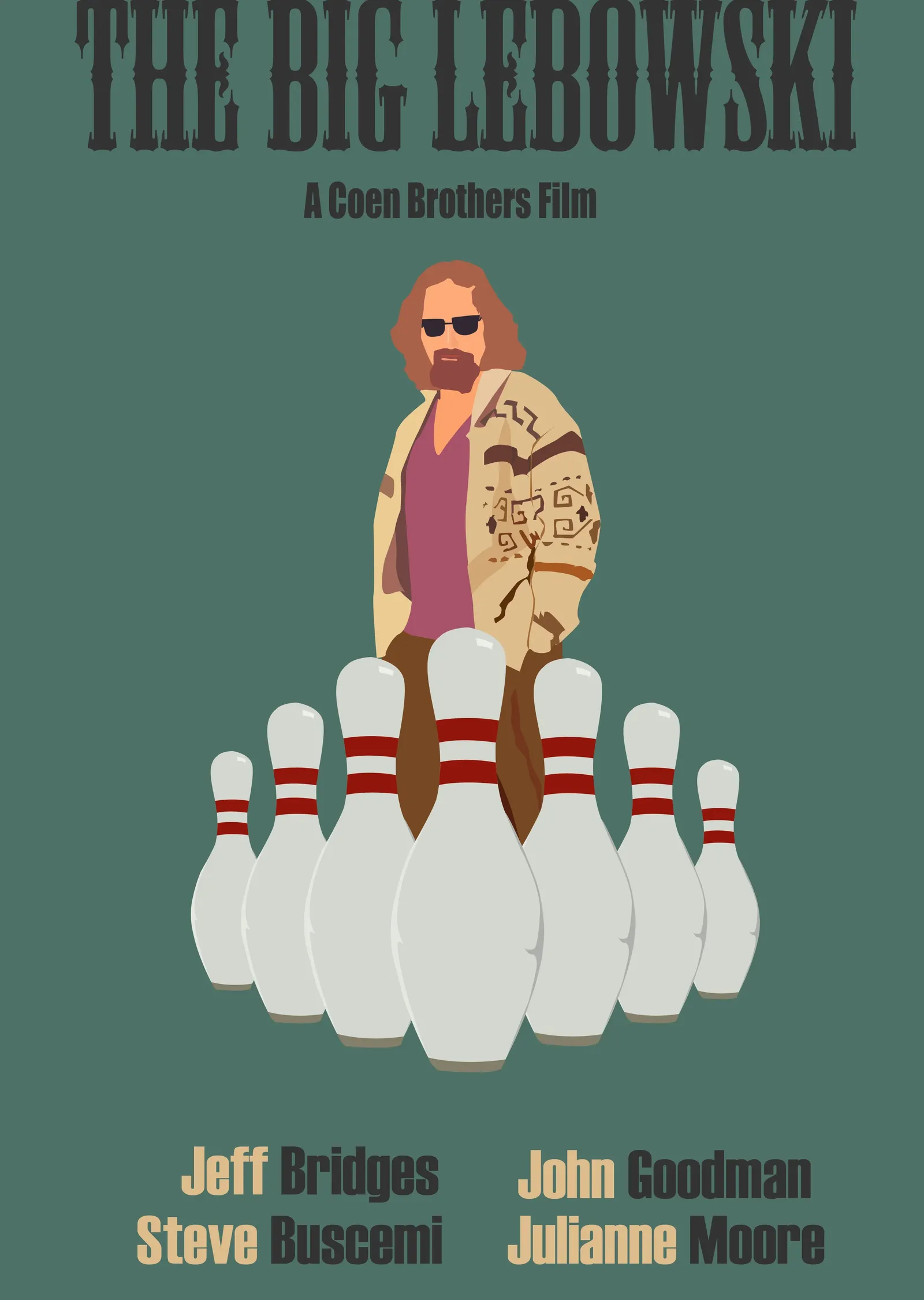The Big Lebowski - Yeşil Fonlu Bowling Temalı metal tablo