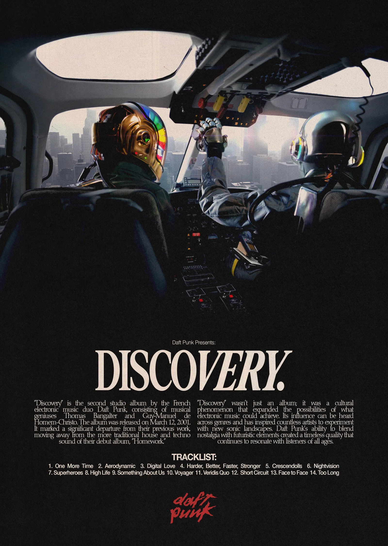 Daft Punk Discovery - Altın Helmeli Pilotlar metal tablo