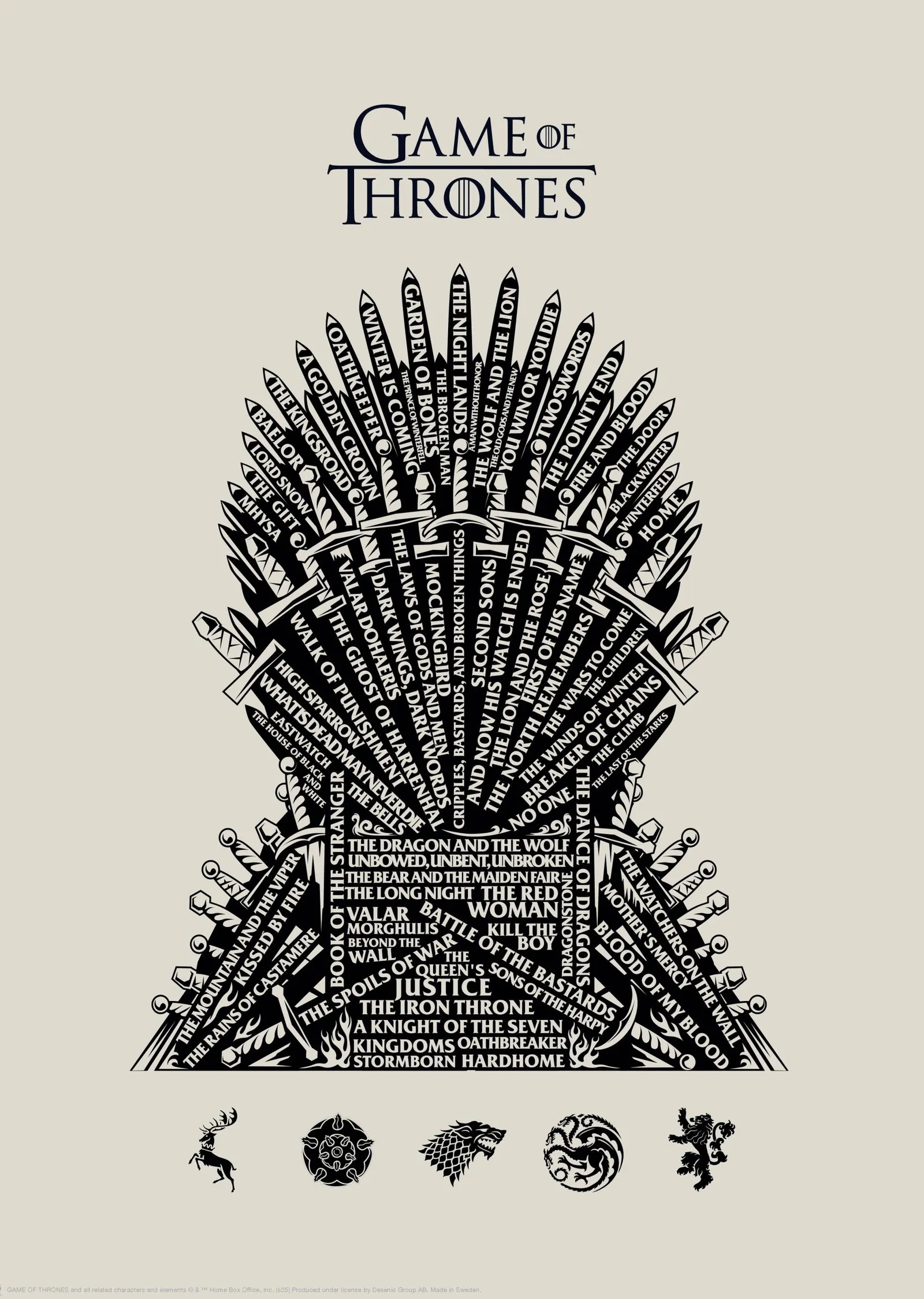 Game of Thrones: Demir Taht - Siyah ve Beyaz Kılıçlı Taht metal tablo