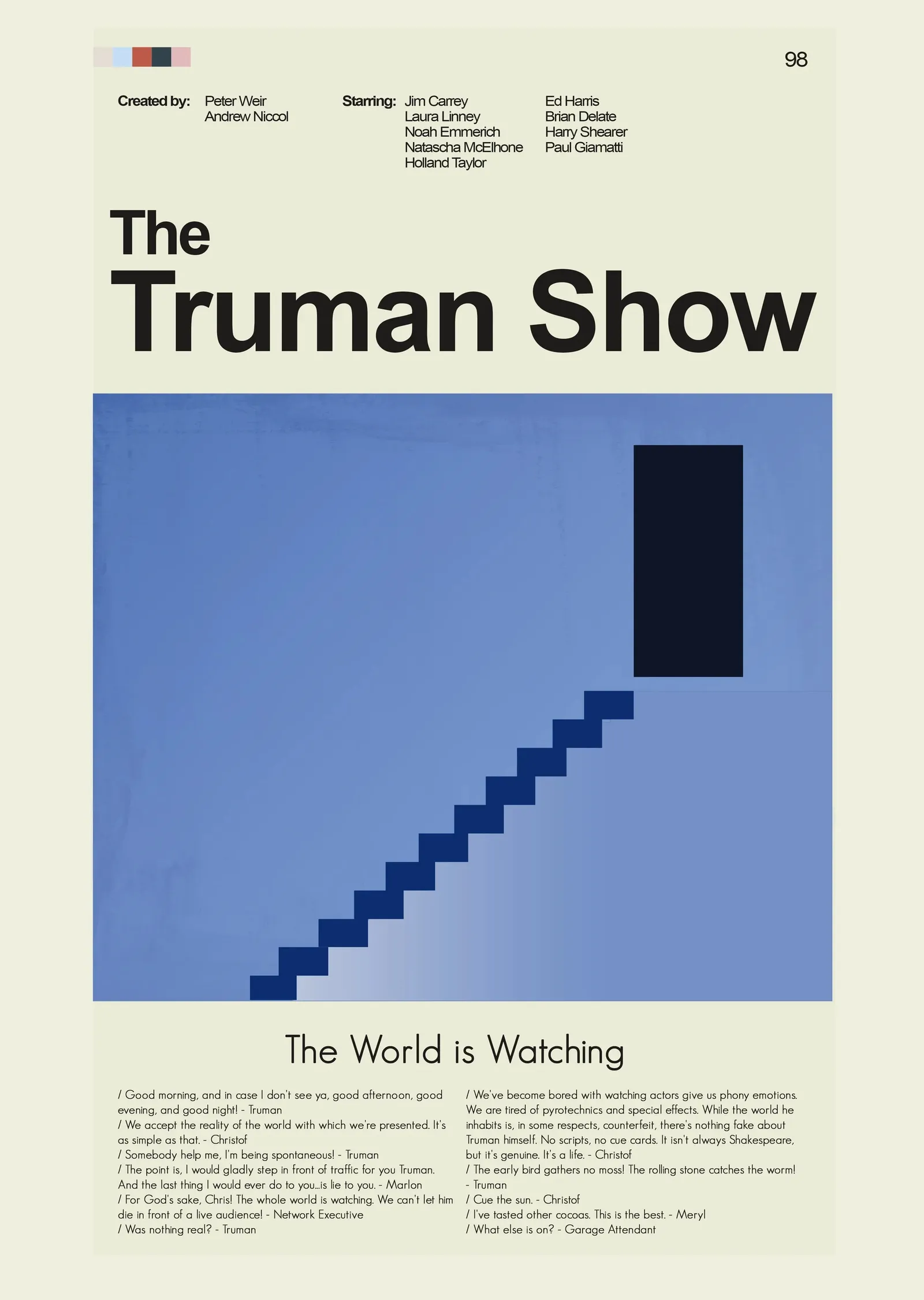 The Truman Show - Mavi Merdiven metal tablo