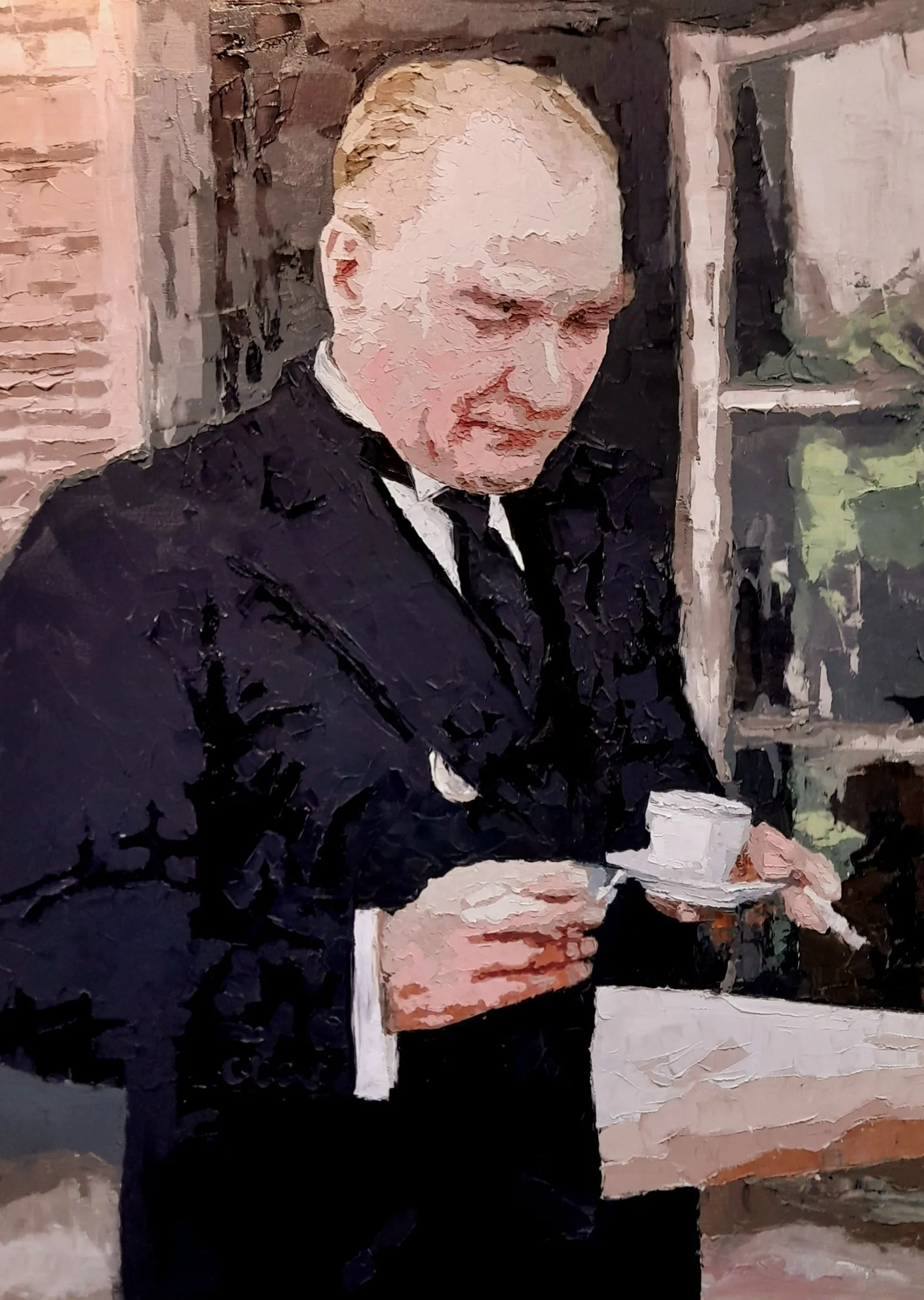 Atatürk Çay İçerken metal tablo