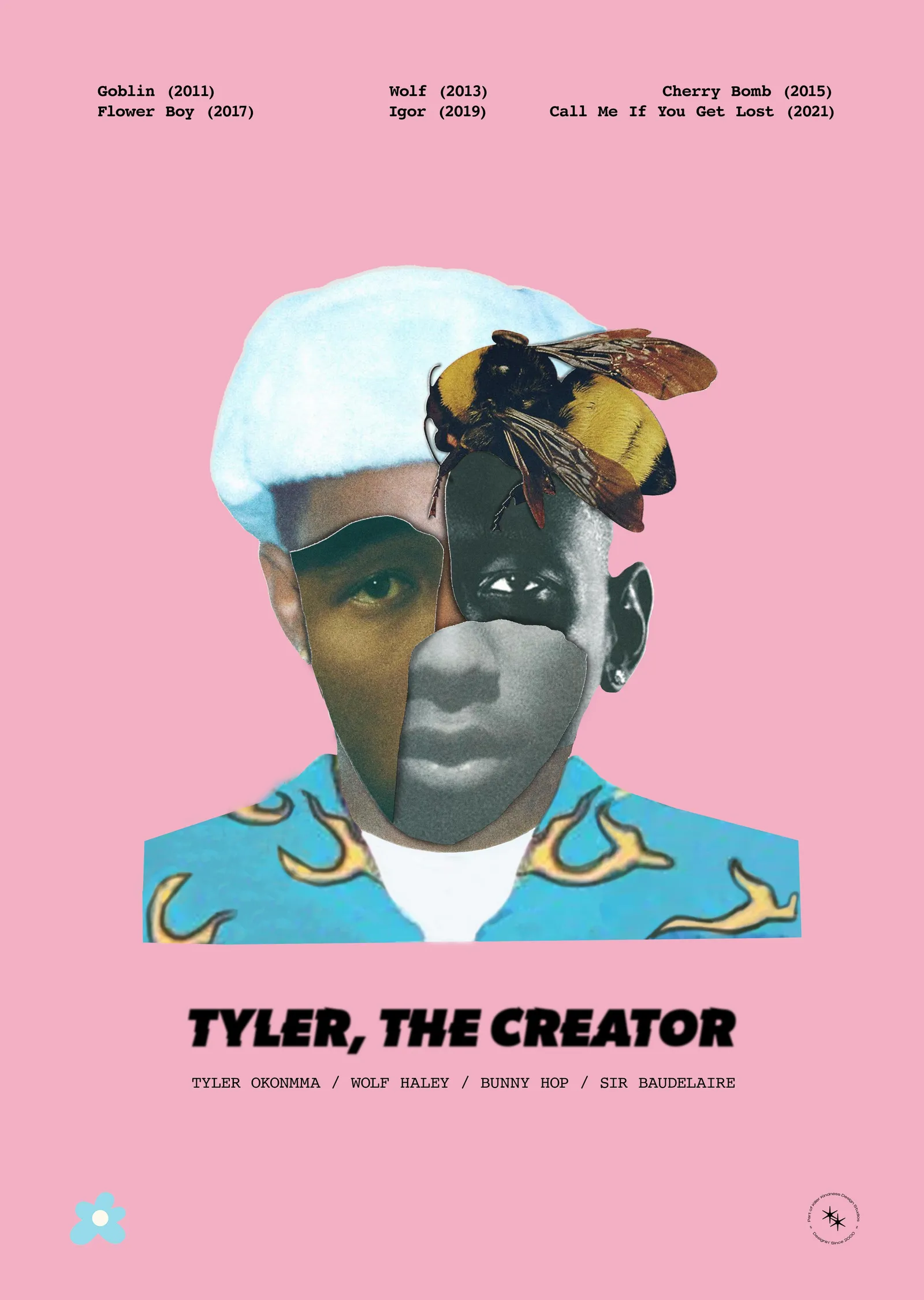 Pembe Arka Planlı Tyler, The Creator Portresi metal tablo