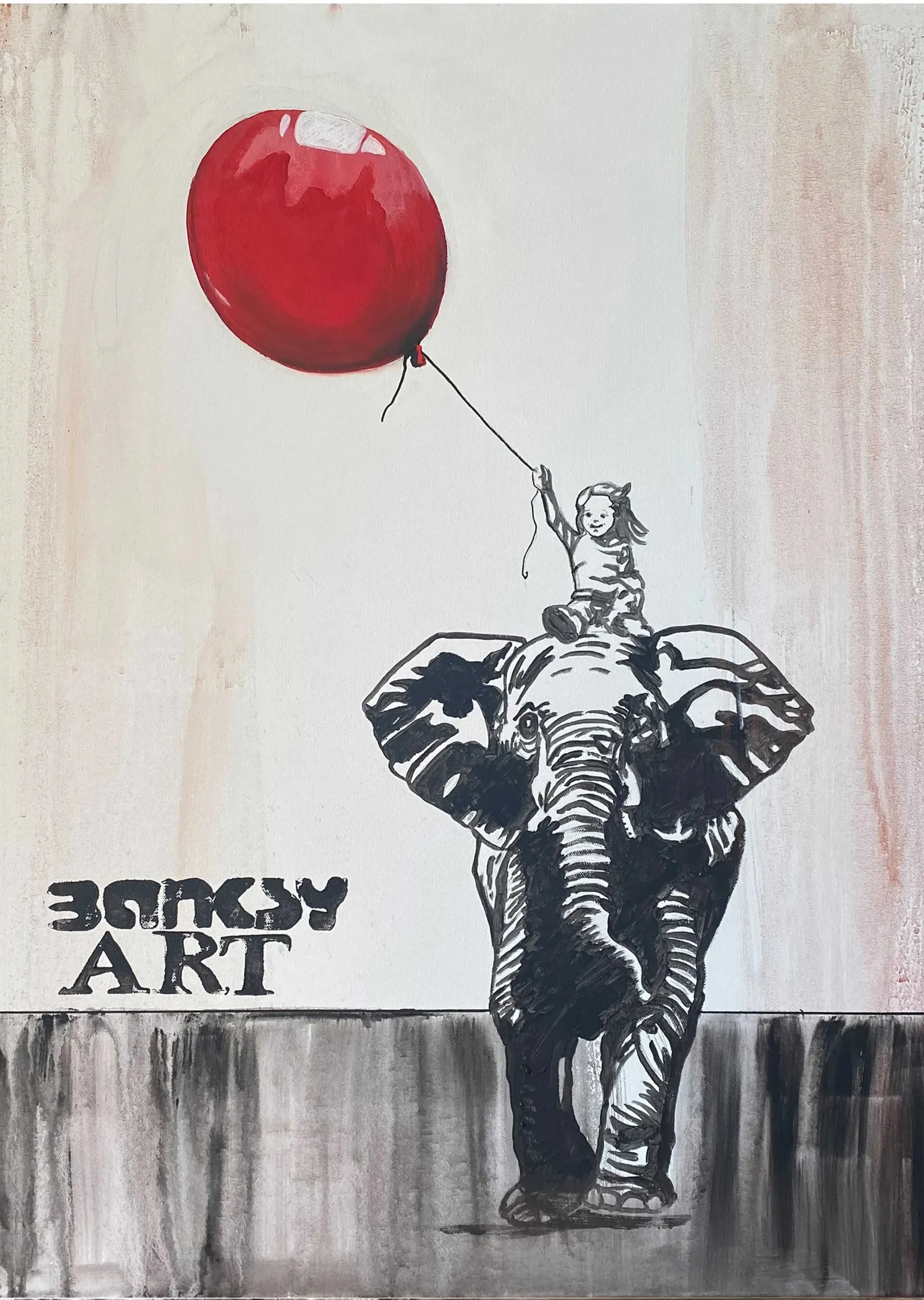 Banksy Kız ve Fil metal tablo