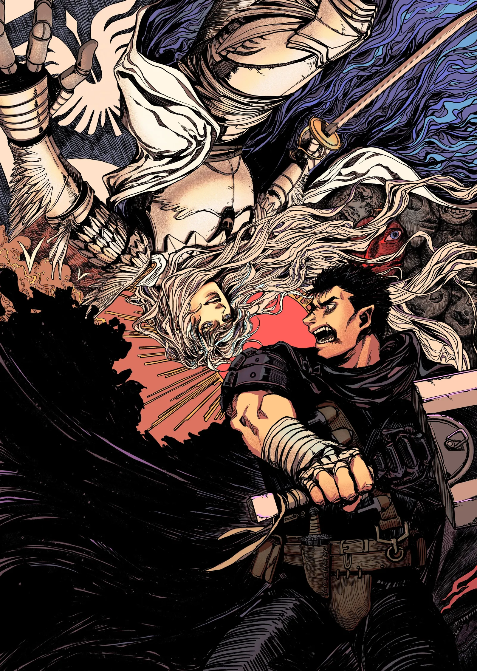 Berserk: Guts - Kırmızı Arka Planlı Savaşçı metal tablo