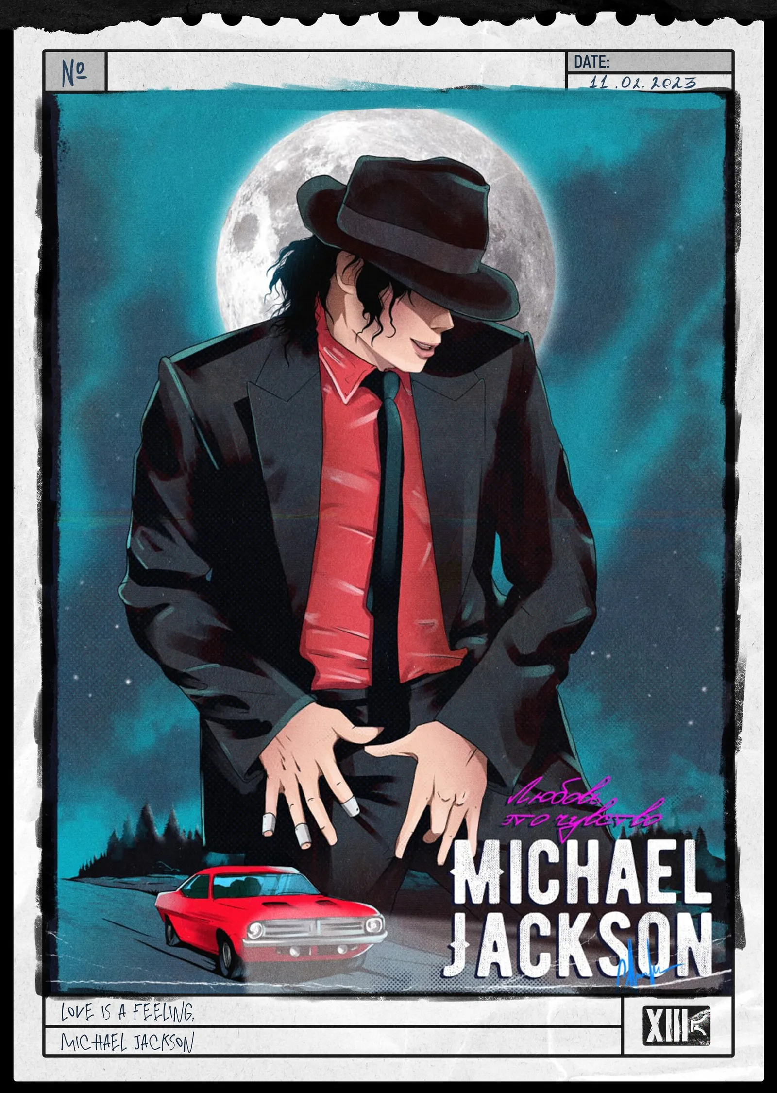 Michael Jackson: Smooth Criminal · Ay ve Kırmızı Araba metal tablo
