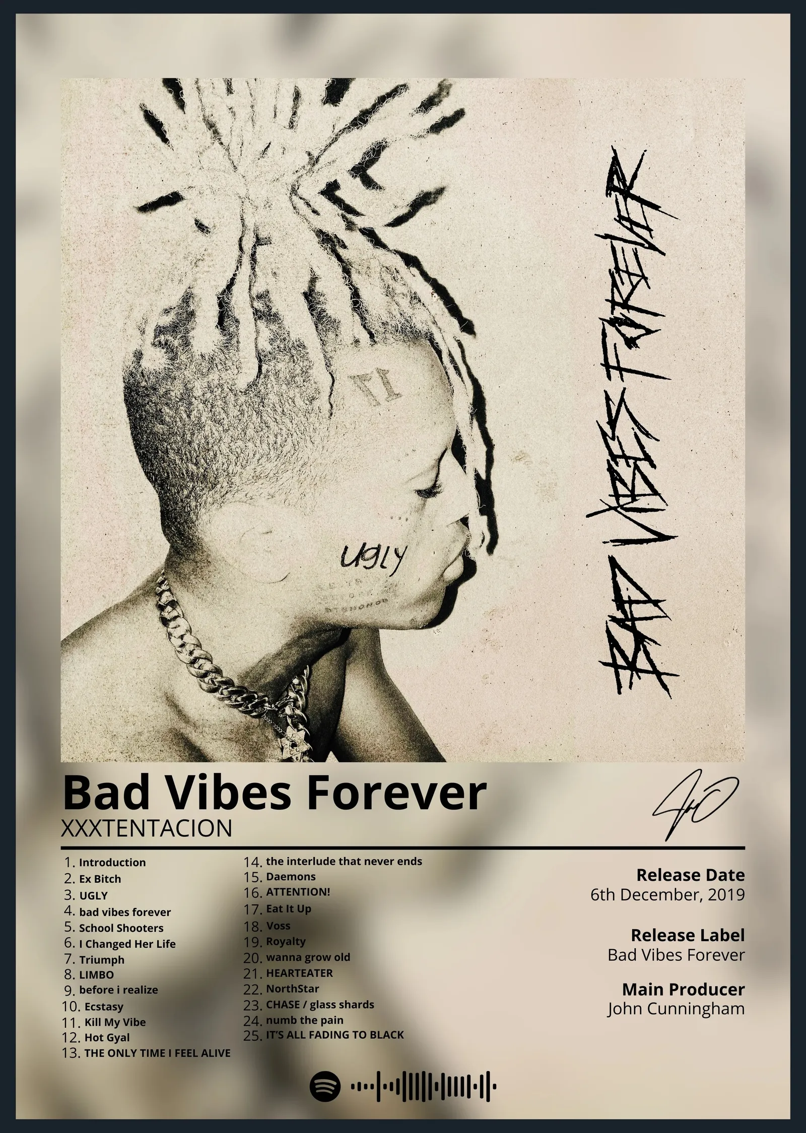 Bad Vibes Forever metal tablo