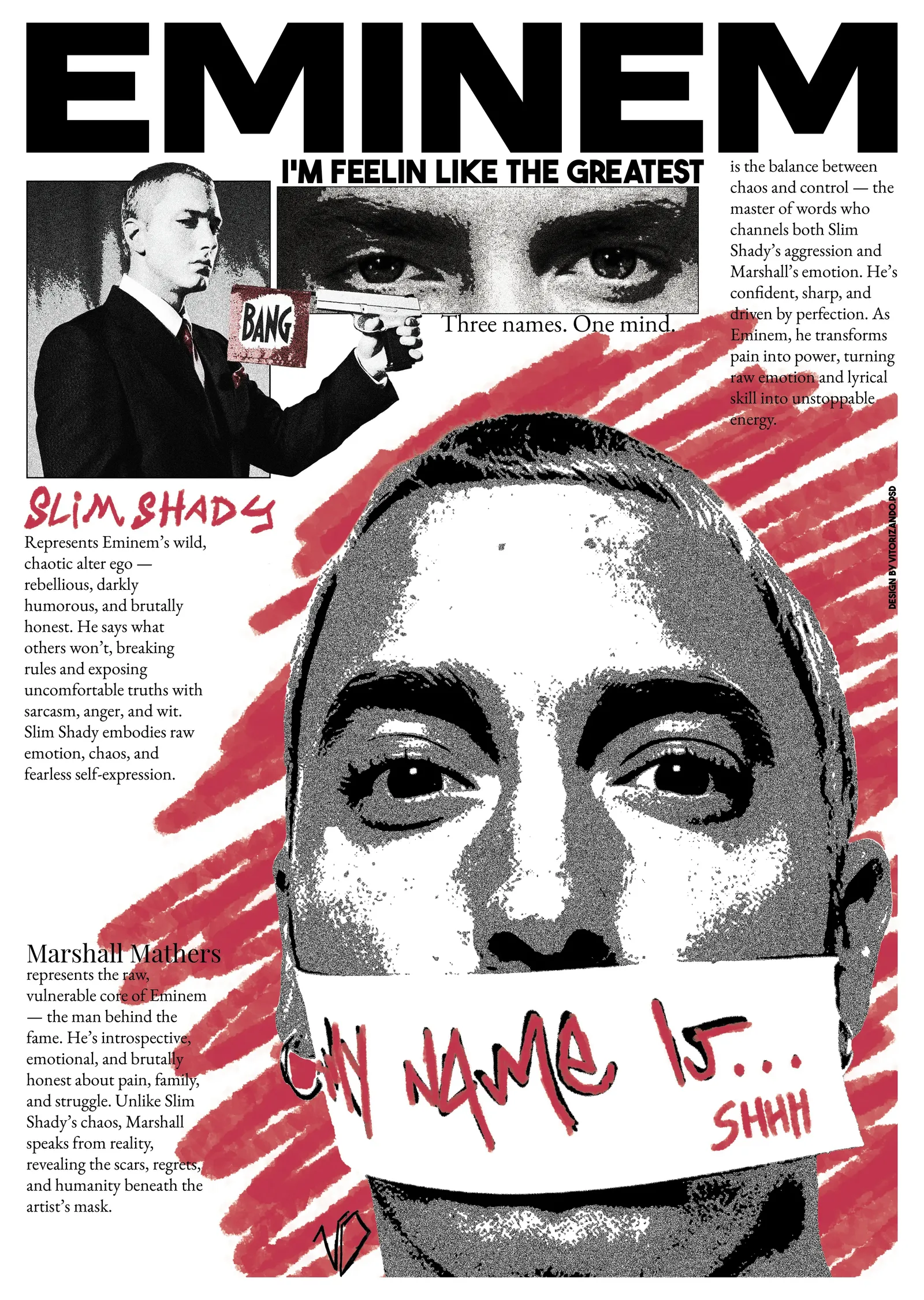 Kırmızı Fırça Dövmeli Eminem metal tablo